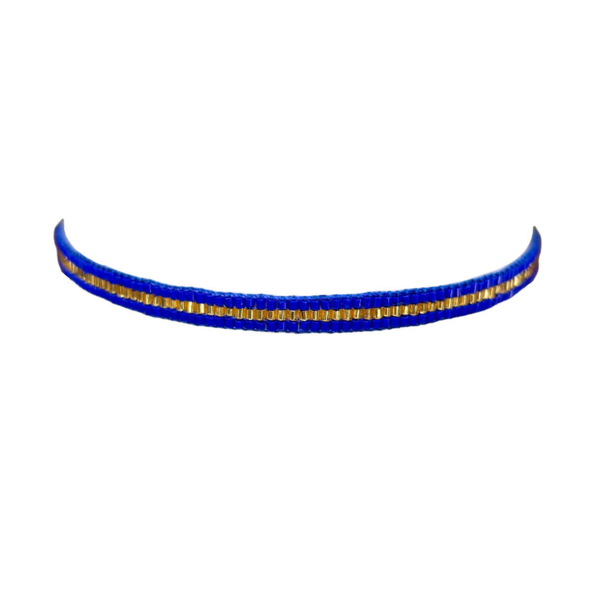 Miyuki Sparkle Navy with Gold Centre Stripe Bracelet (LANB12305)