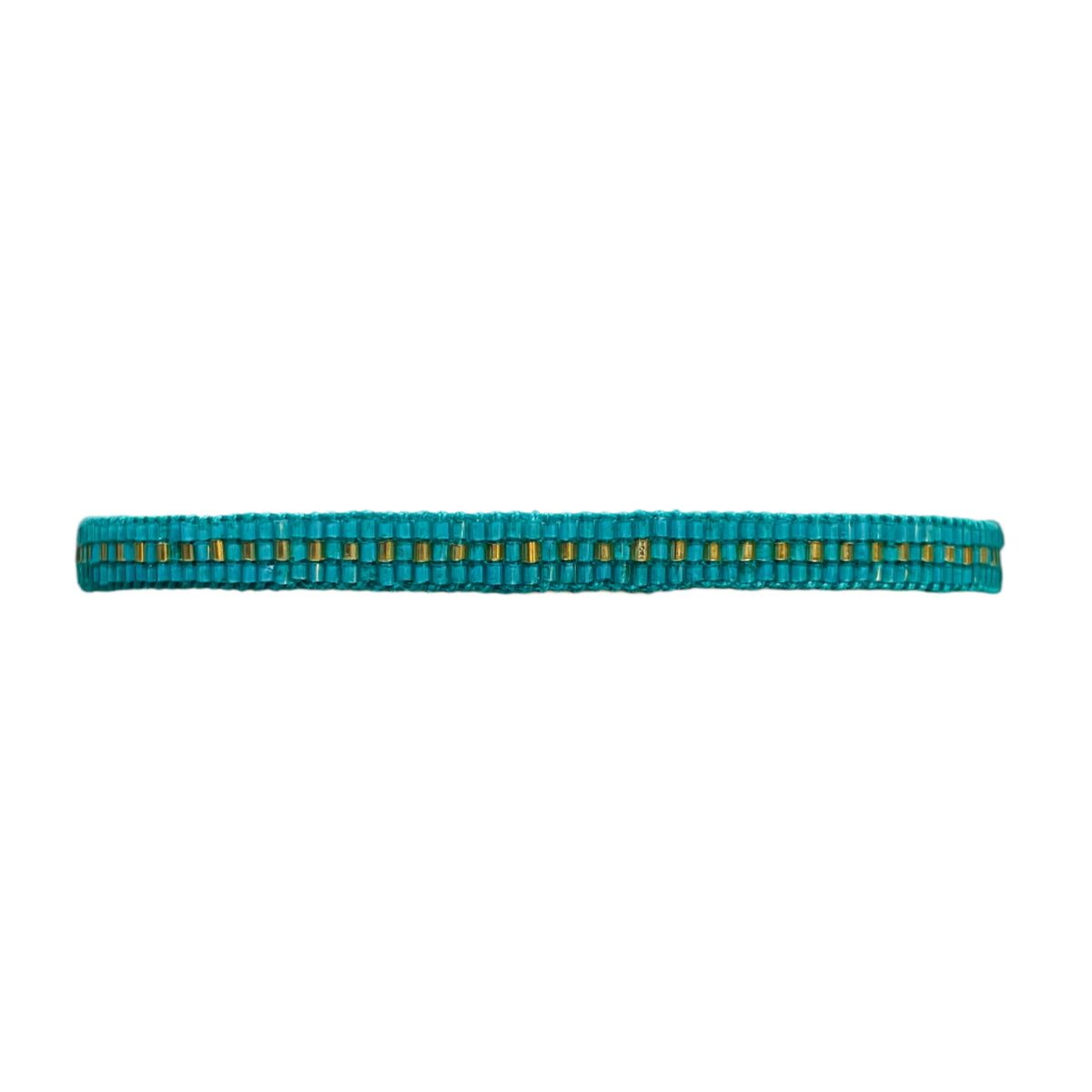 Miyuki Sparkle Teal with Gold Dotted Line Bracelet (LANB12701)