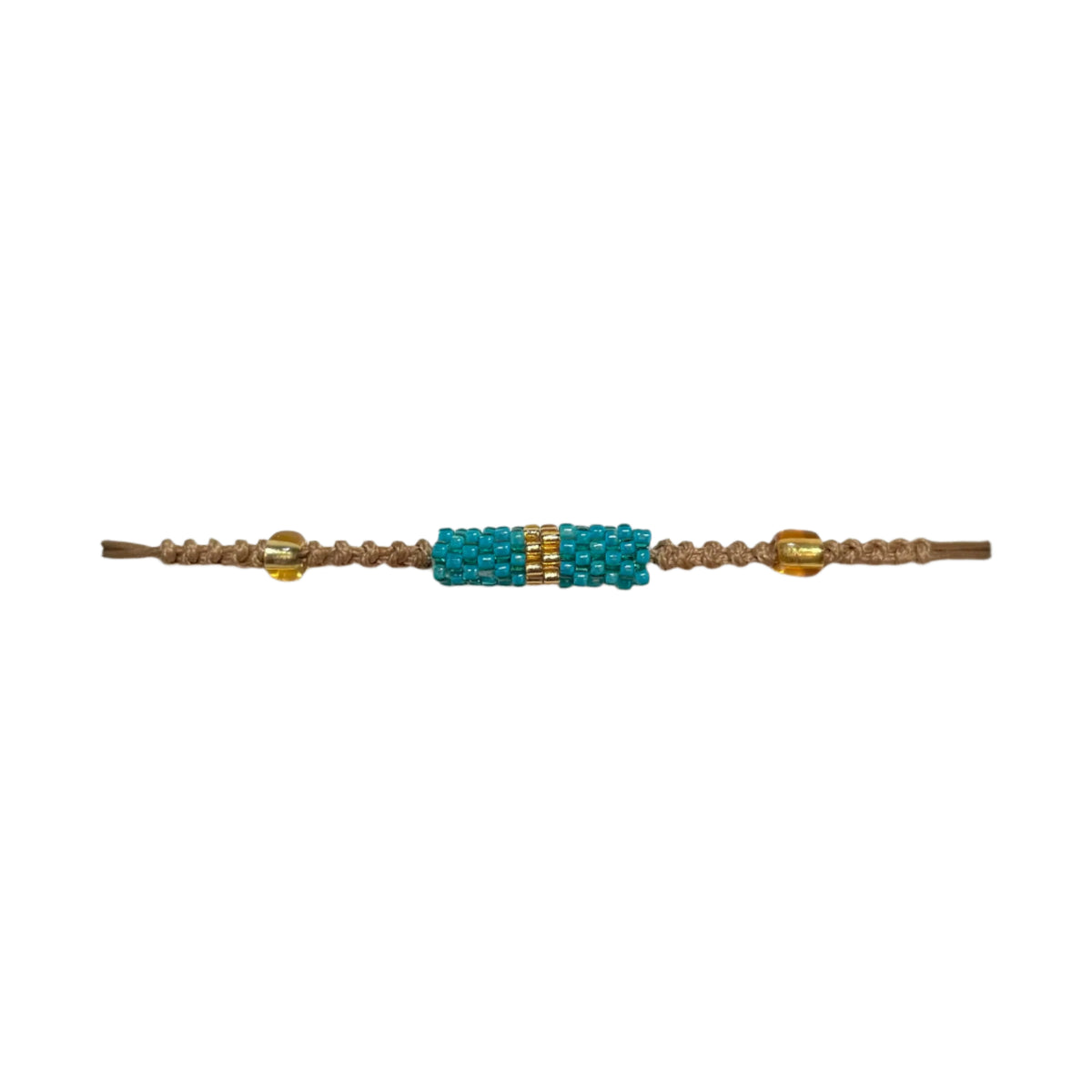 Teal with Gold Stripe Tube Bracelet (LANC12631)