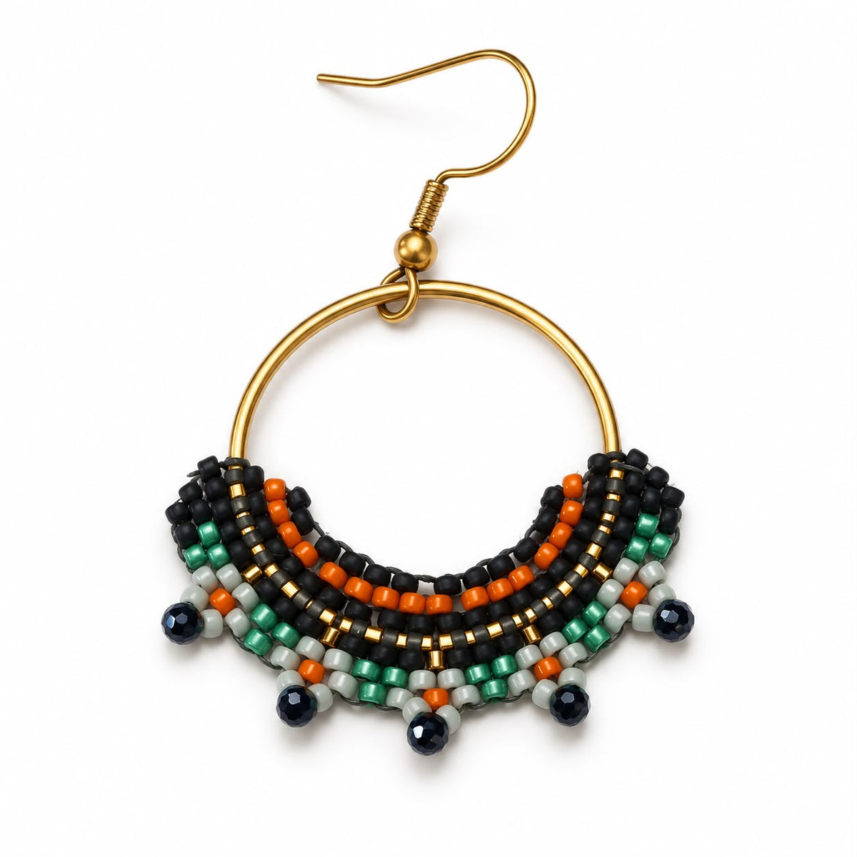 African Sunset Beaded Hoop Earrings (LANE11939)