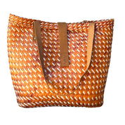 Orange and Neutral Short Stripes Handbag