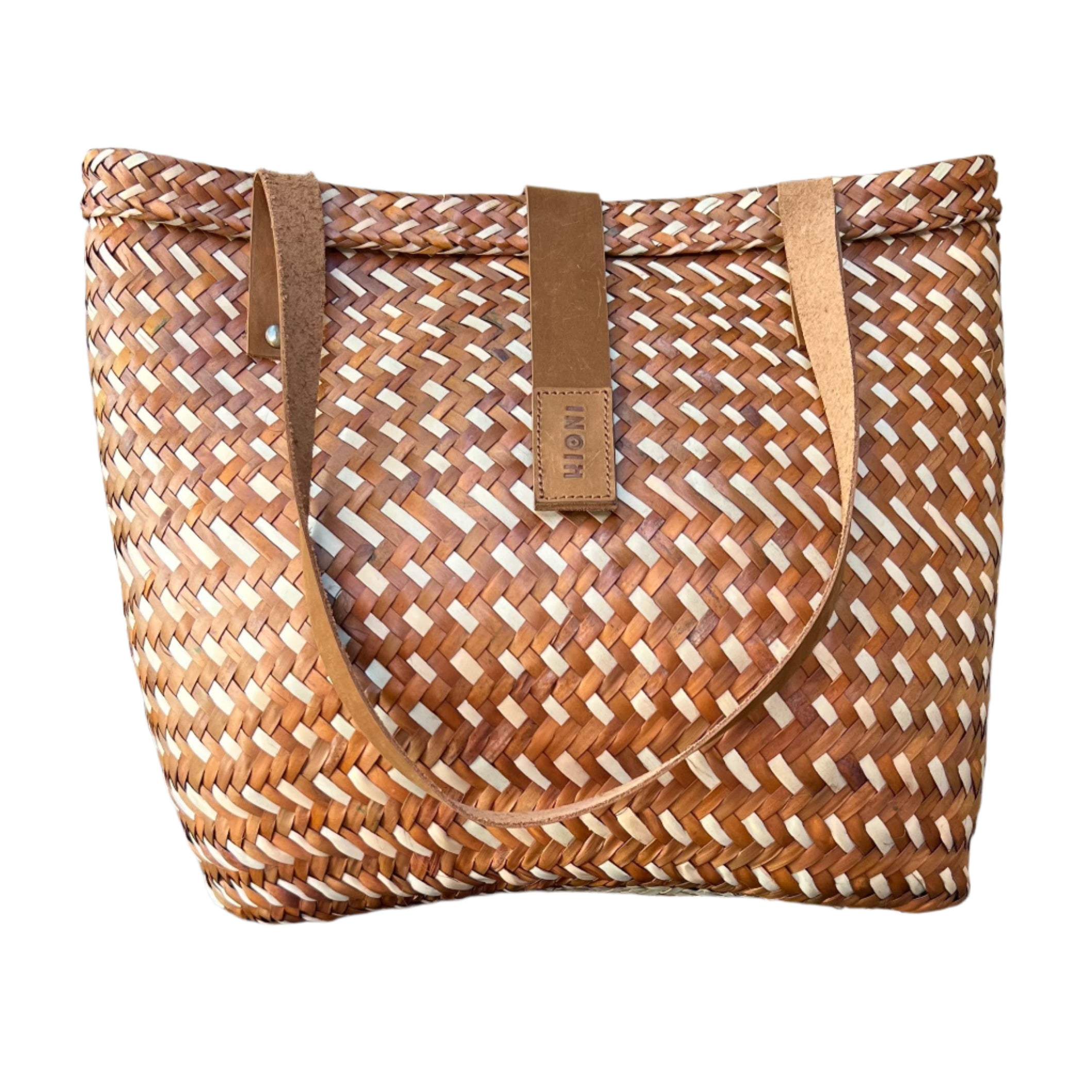 Orange and Neutral Short Stripes Handbag