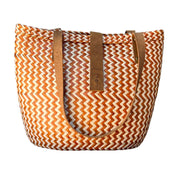 Orange and Neutral Vertical Zig-Zag Handbag