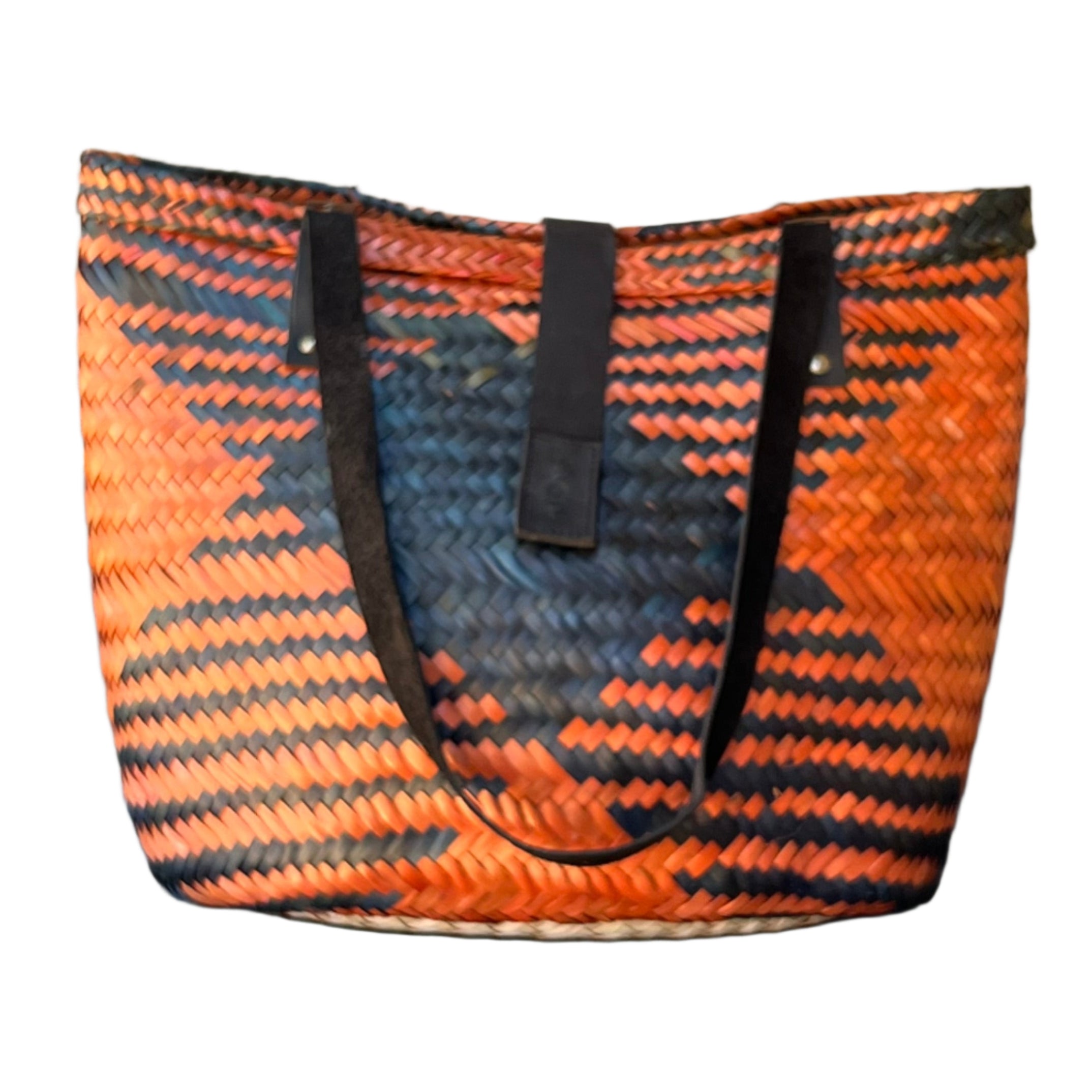 Orange and Black Large Crossing Diamonds Handbag