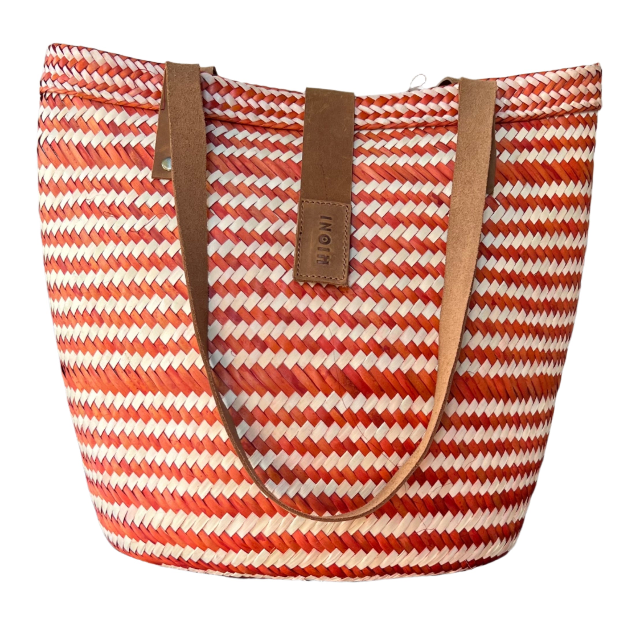 Orange and Neutral Horisontal Stripes Handbag