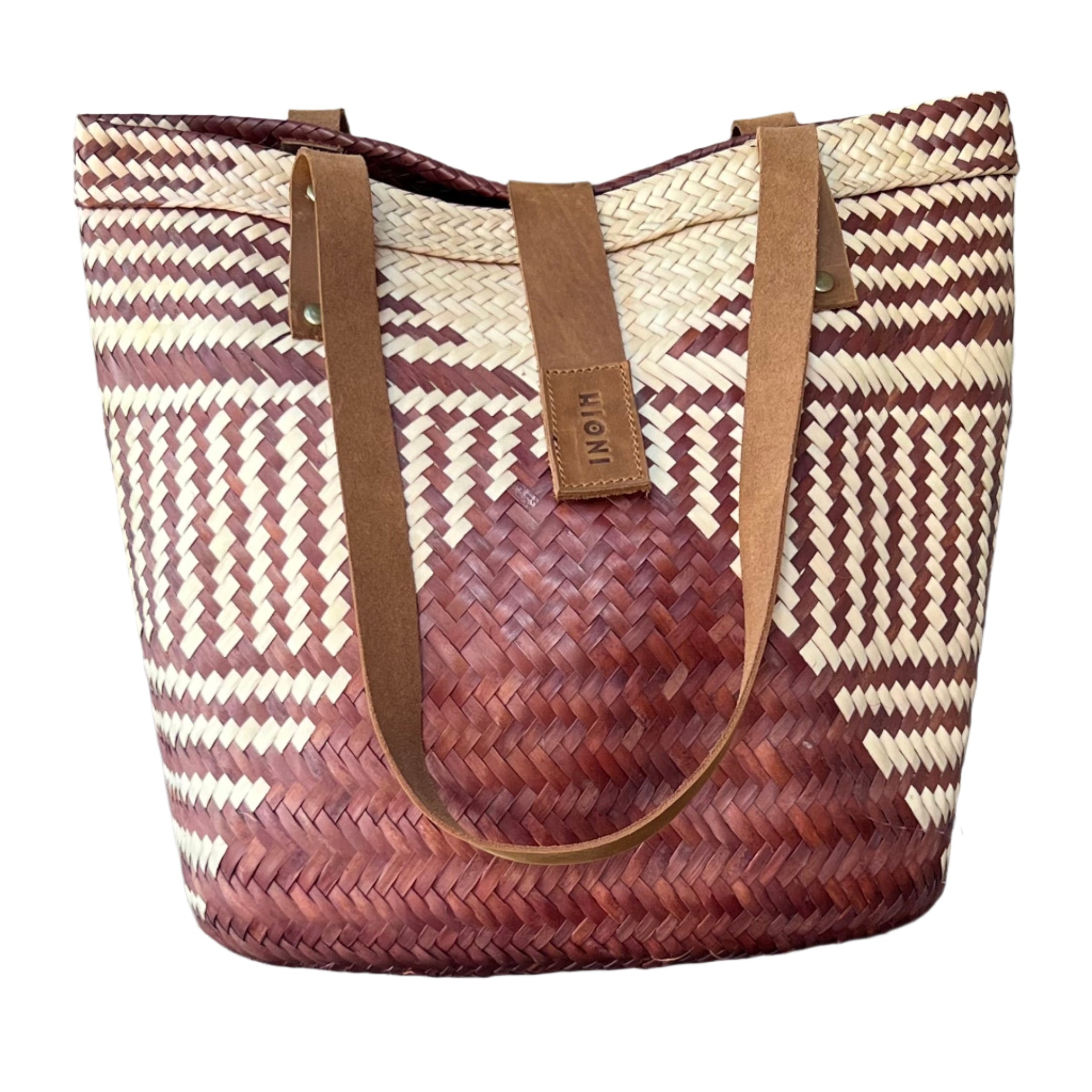Rust and Neutral Pattern Blocks Handbag