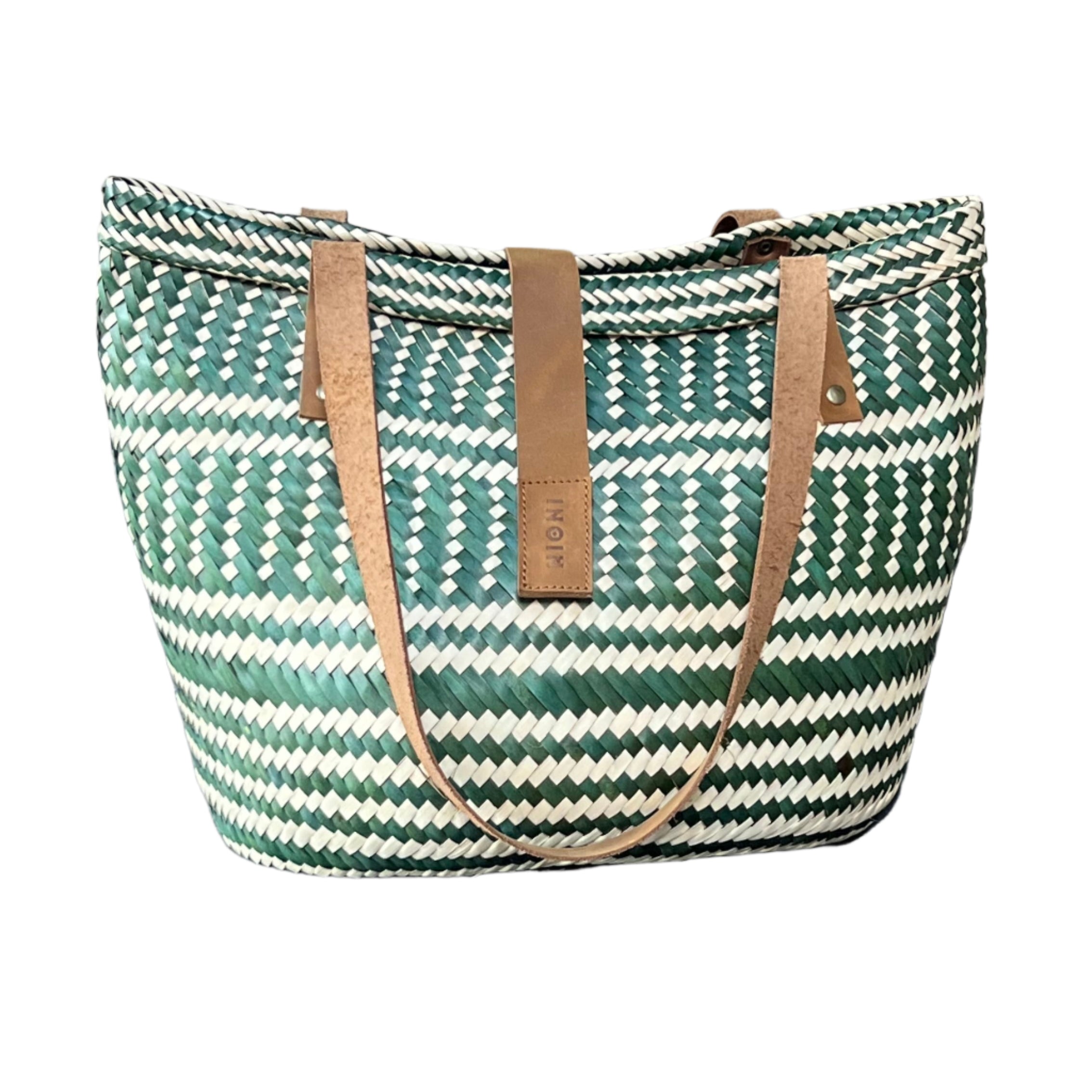 Green and Neutral Stripes Handbag