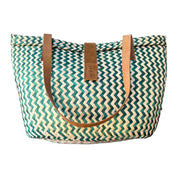 Green and Neutral Zig-Zag Handbag