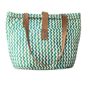 Green and Neutral Zig-Zag Handbag