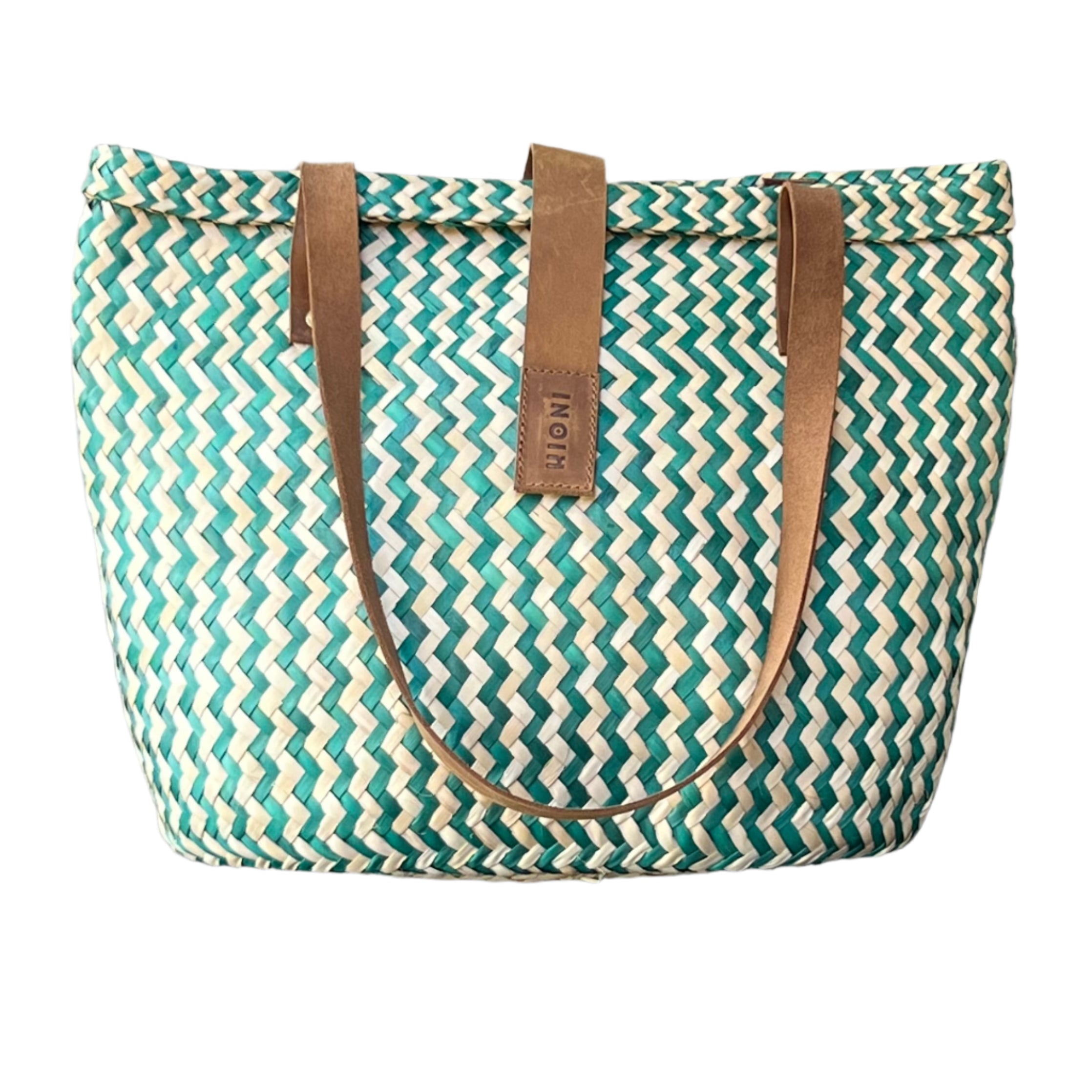 Green and Neutral Zig-Zag Handbag