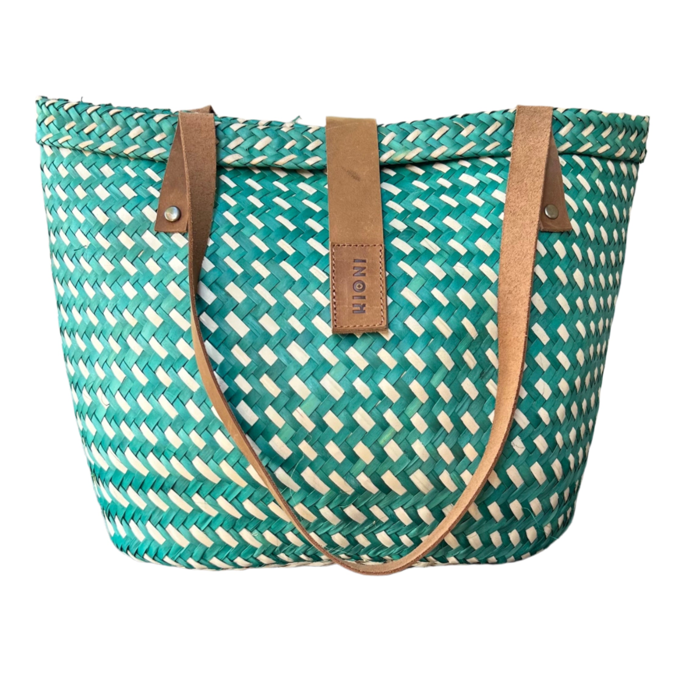Green and Neutral Short Stripes Handbag