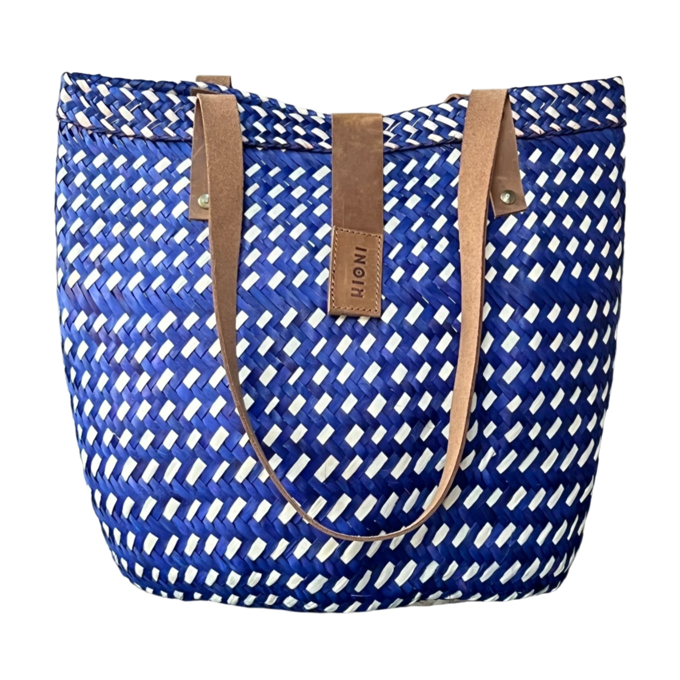 Blue and Neutral Short Stripes Handbag