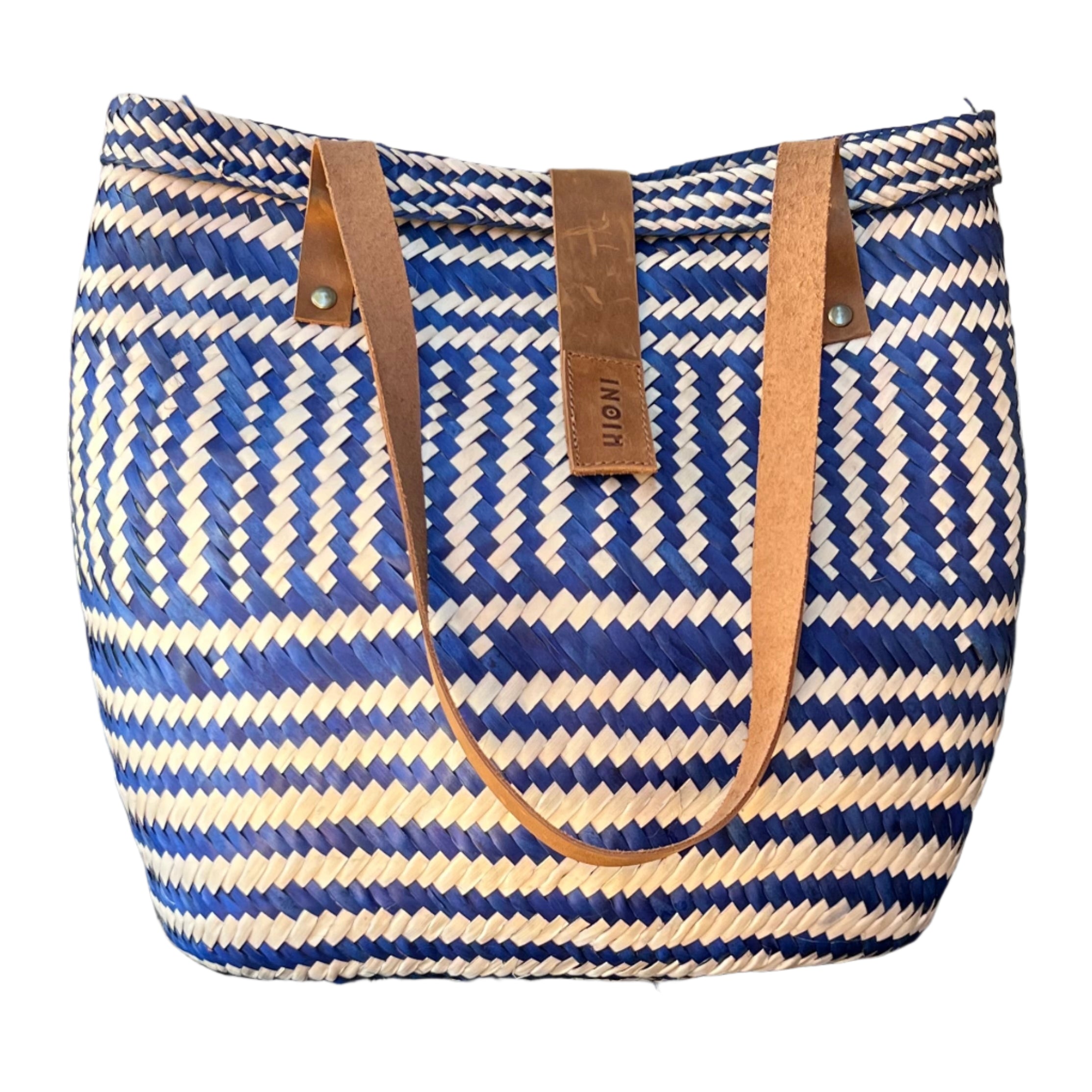 Blue and Neutral  Stripes Handbag