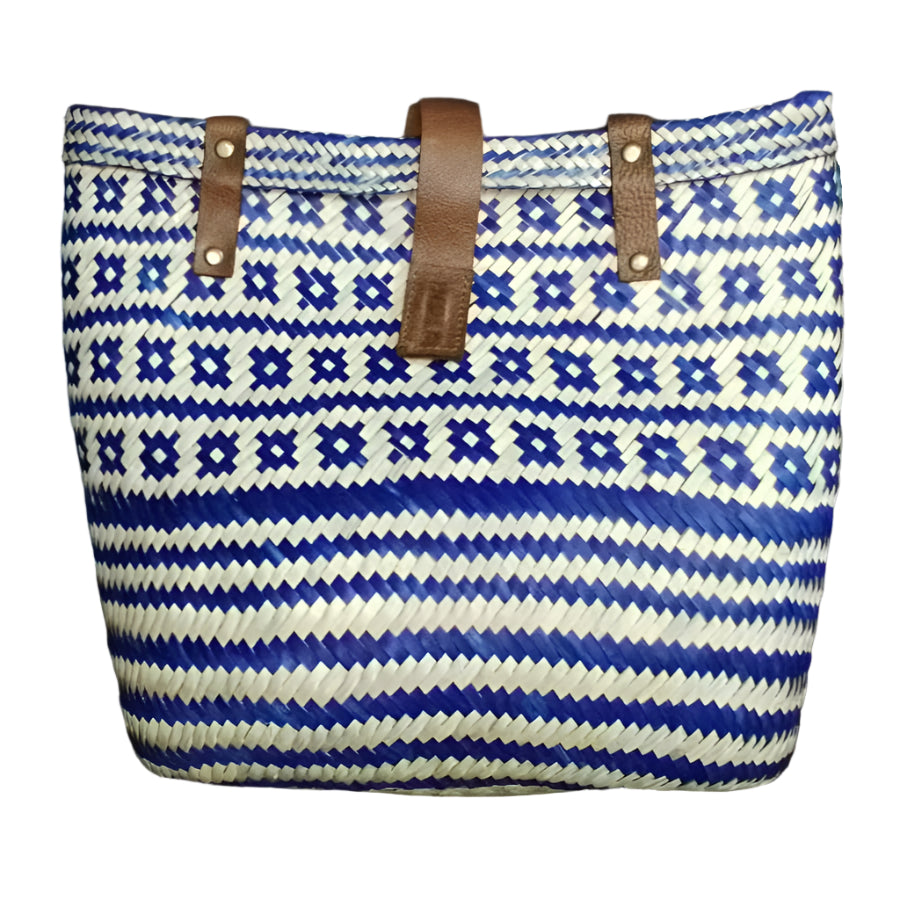 Blue and Neutral Blocks Pattern Handbag