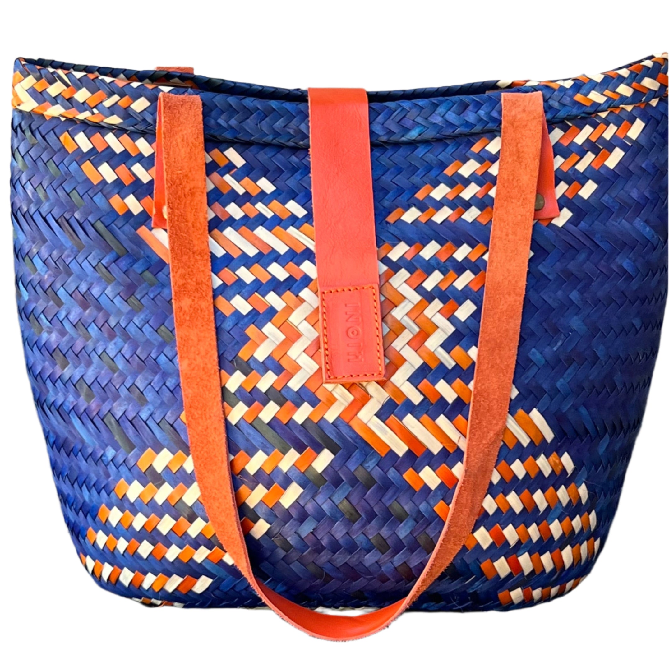 Blue with Orange and Neutral Cross Handbag