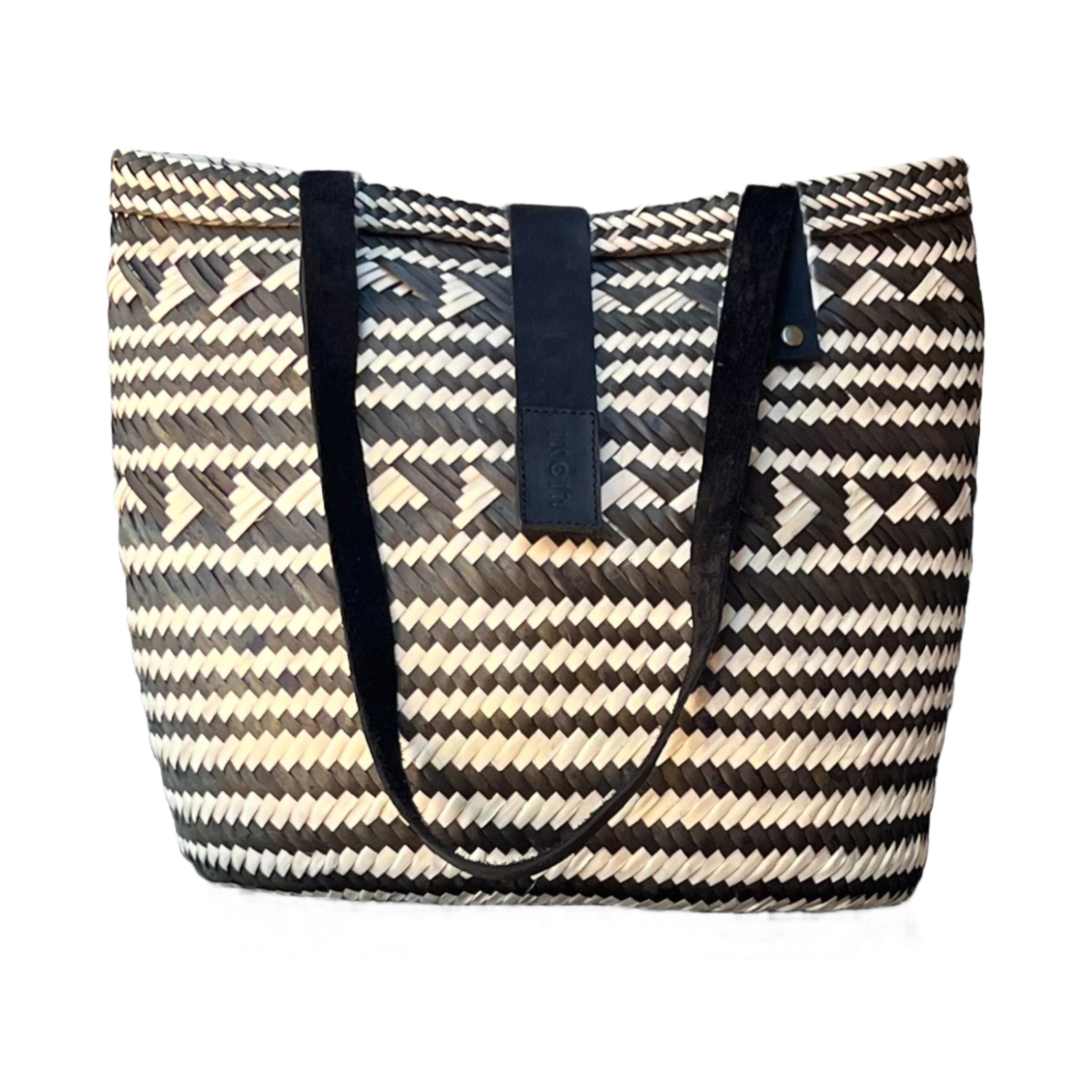 Black and Neutral Triangles Handbag