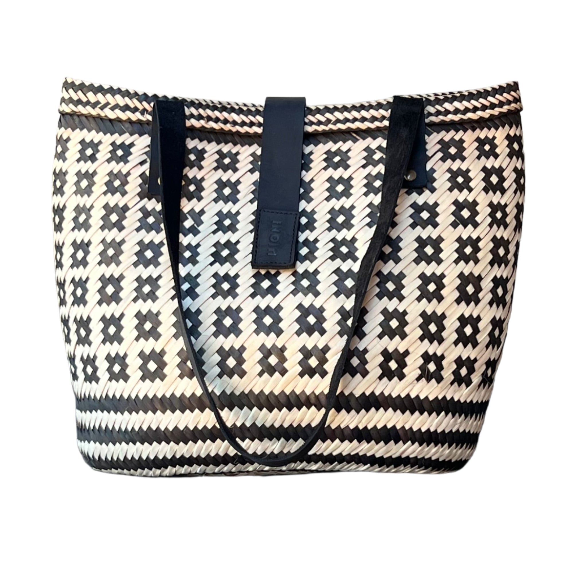 Black and Neutral Blocks Pattern Handbag