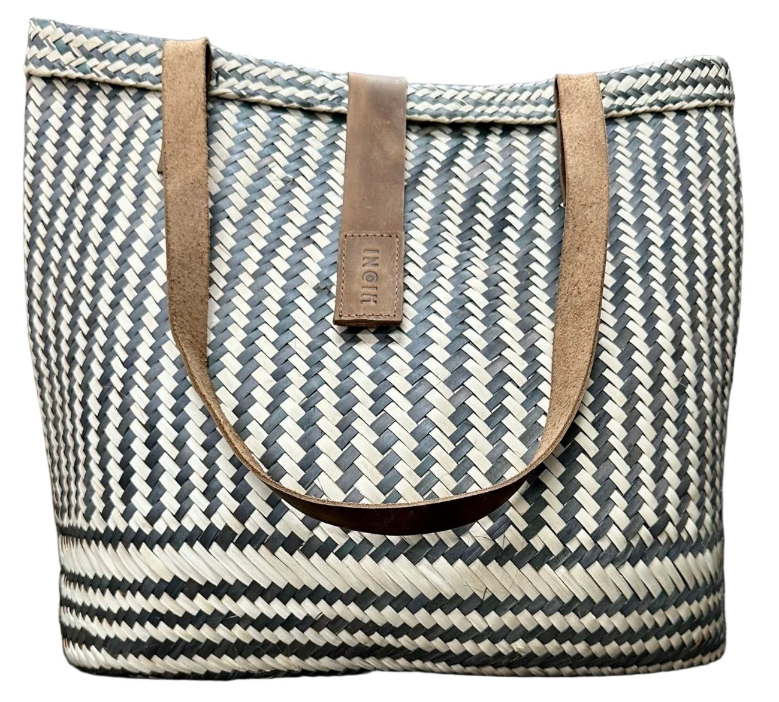 Black and Neutral Vertical Stripes Handbag