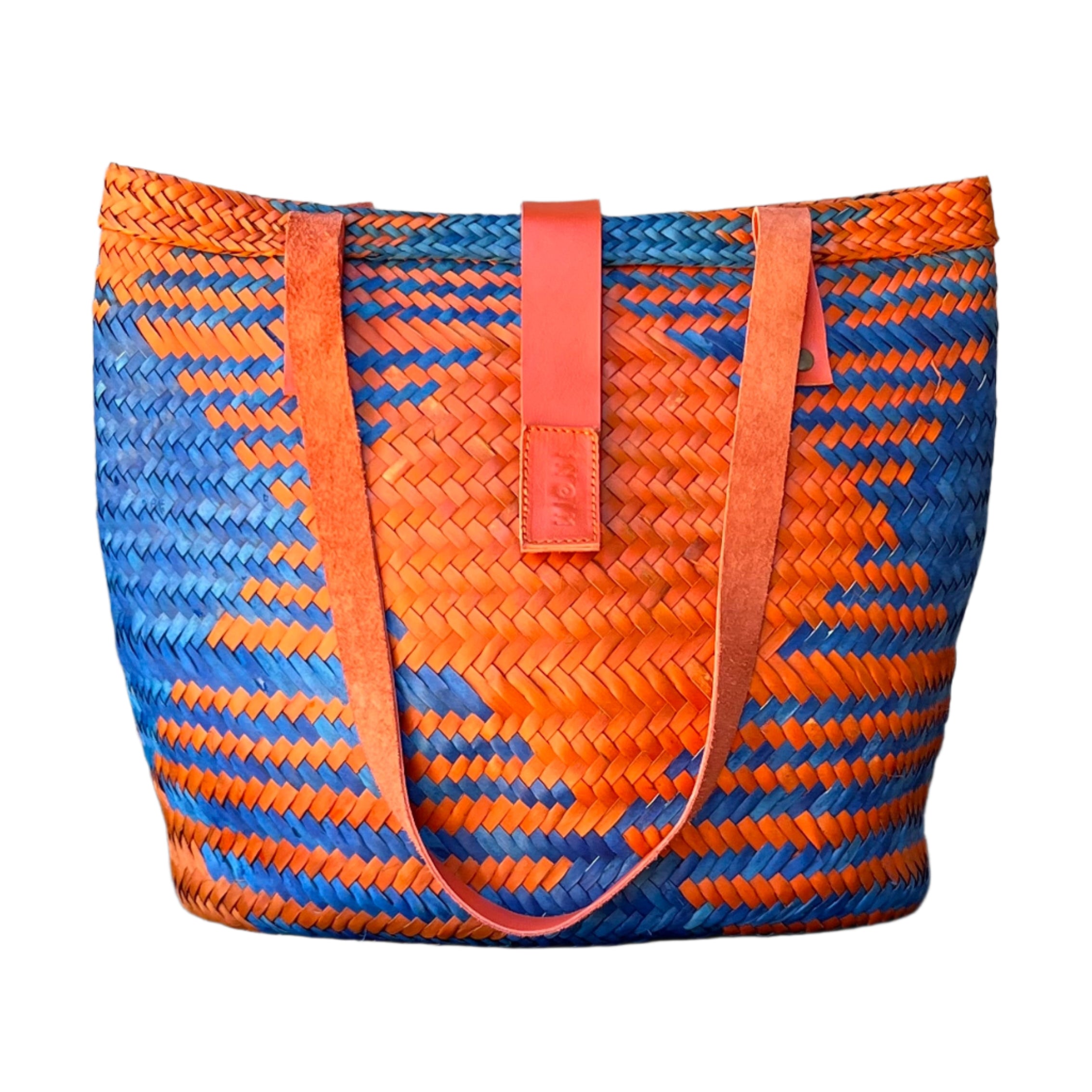 Orange and Blue Two Tone Blocks Handbag
