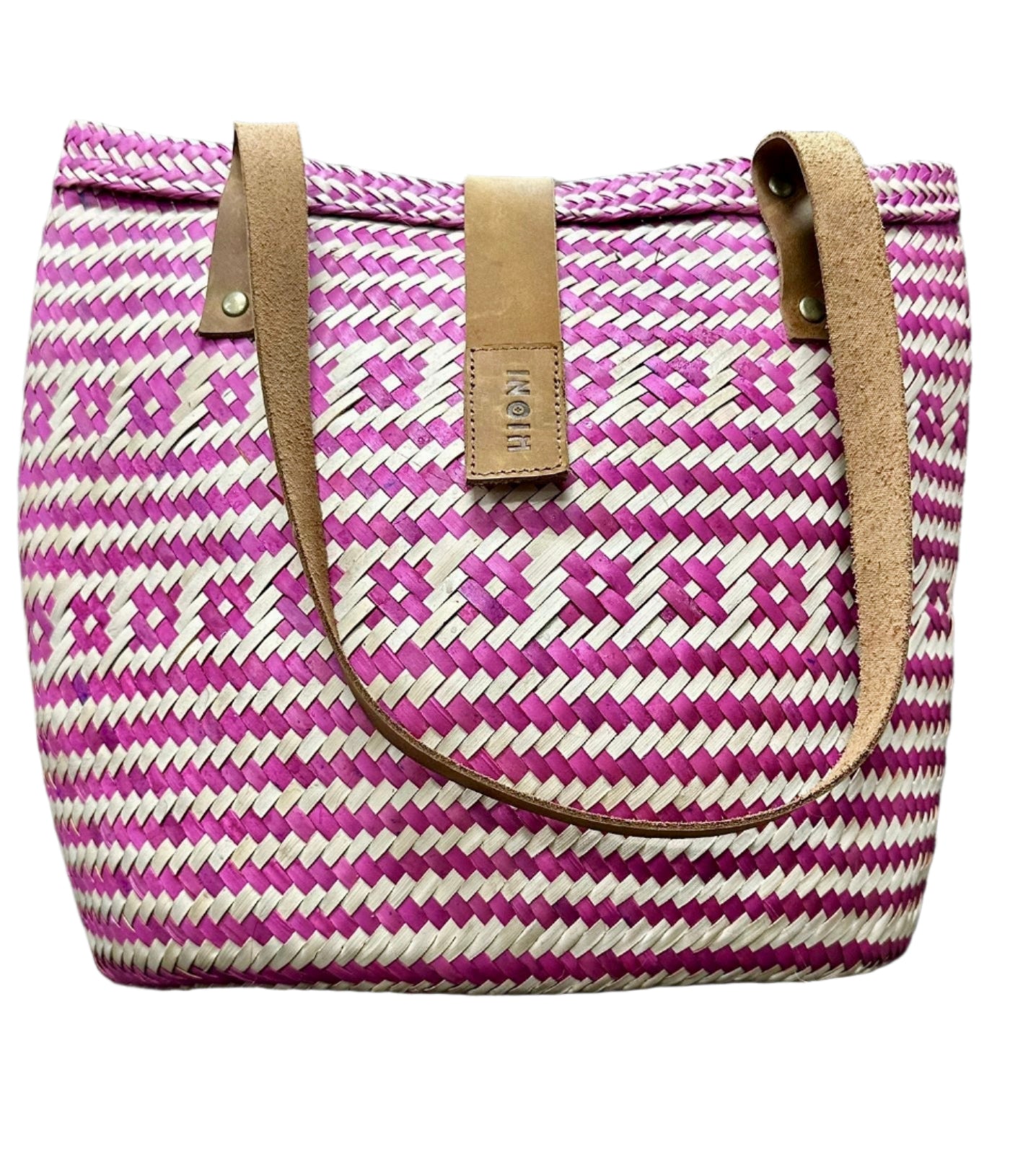 Pink and Neutral Blocks and Stripes Handbag