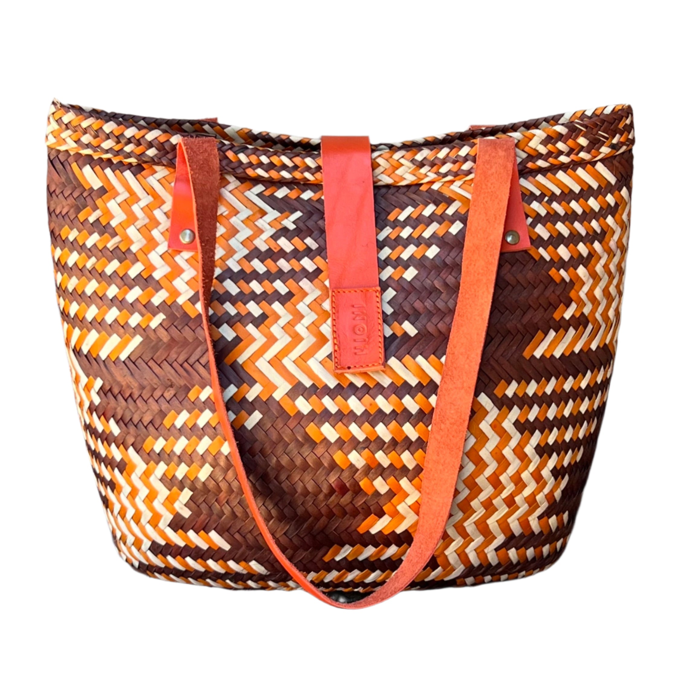 Brown, Orange and Neutral Zig-Zag Handbag