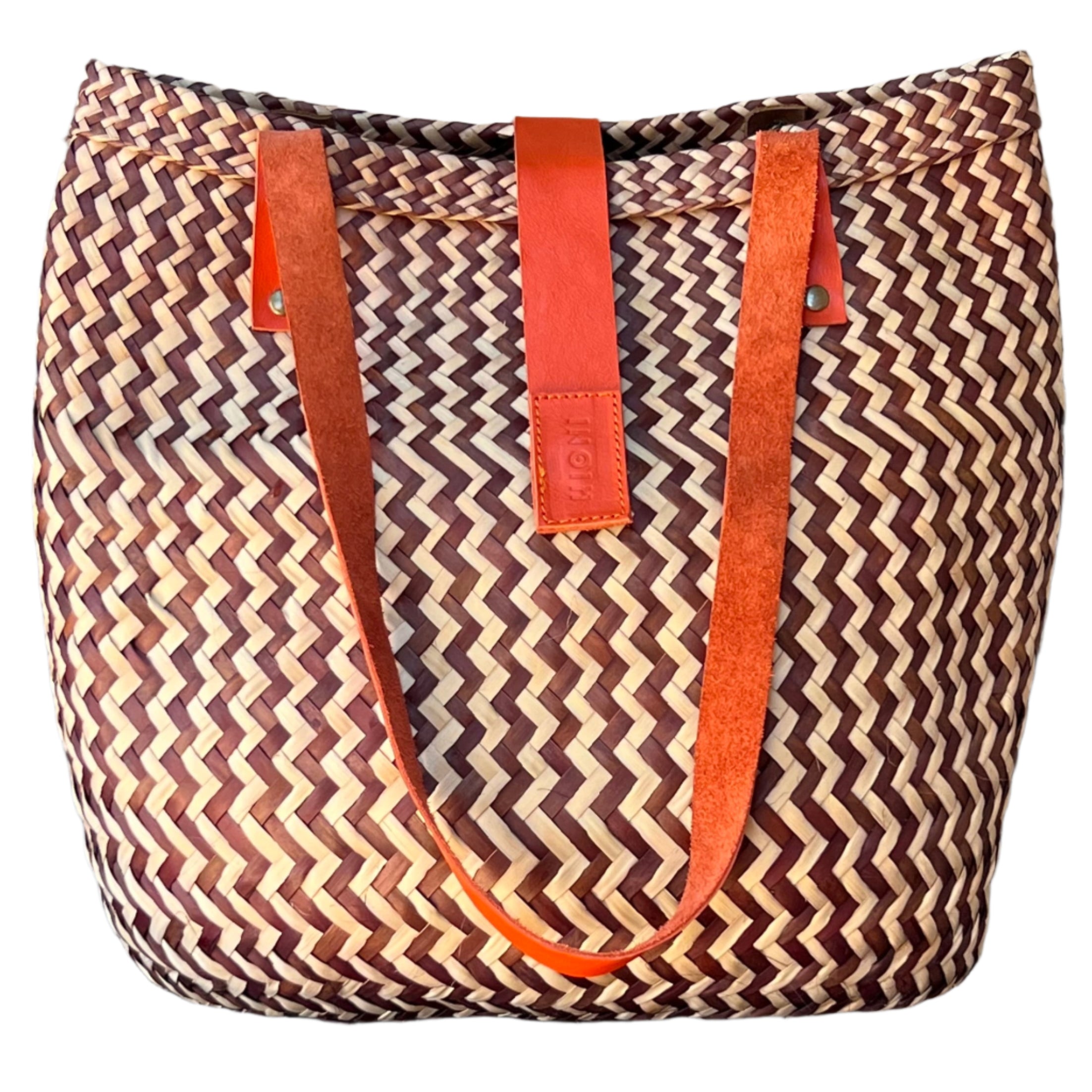 Brown and Neutral Zig-Zag Handbag