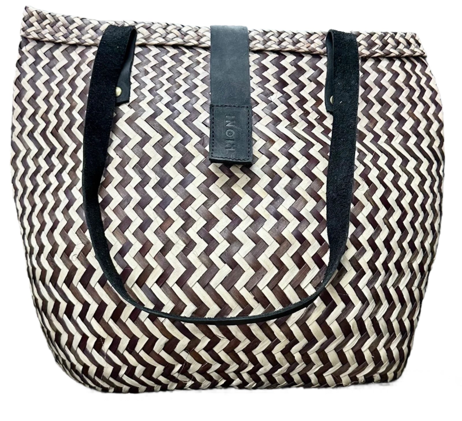 Brown and Neutral Zig-Zag Handbag