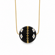 Onyx Diamond Beaded Orb Necklace