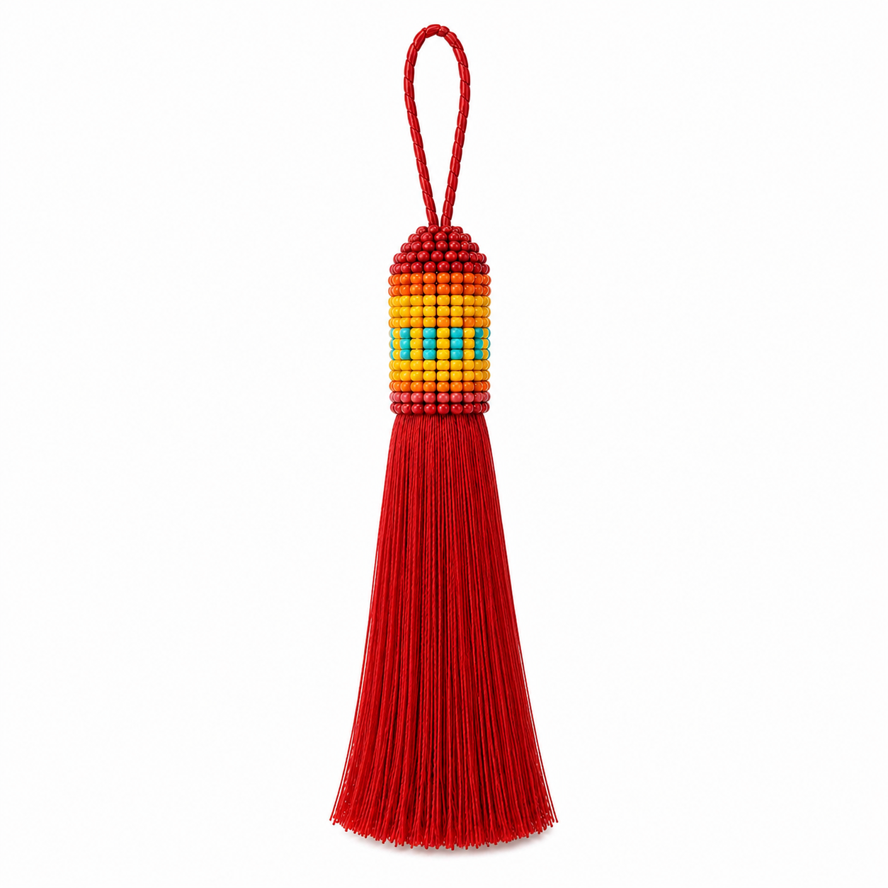 Vintage block beaded tassle