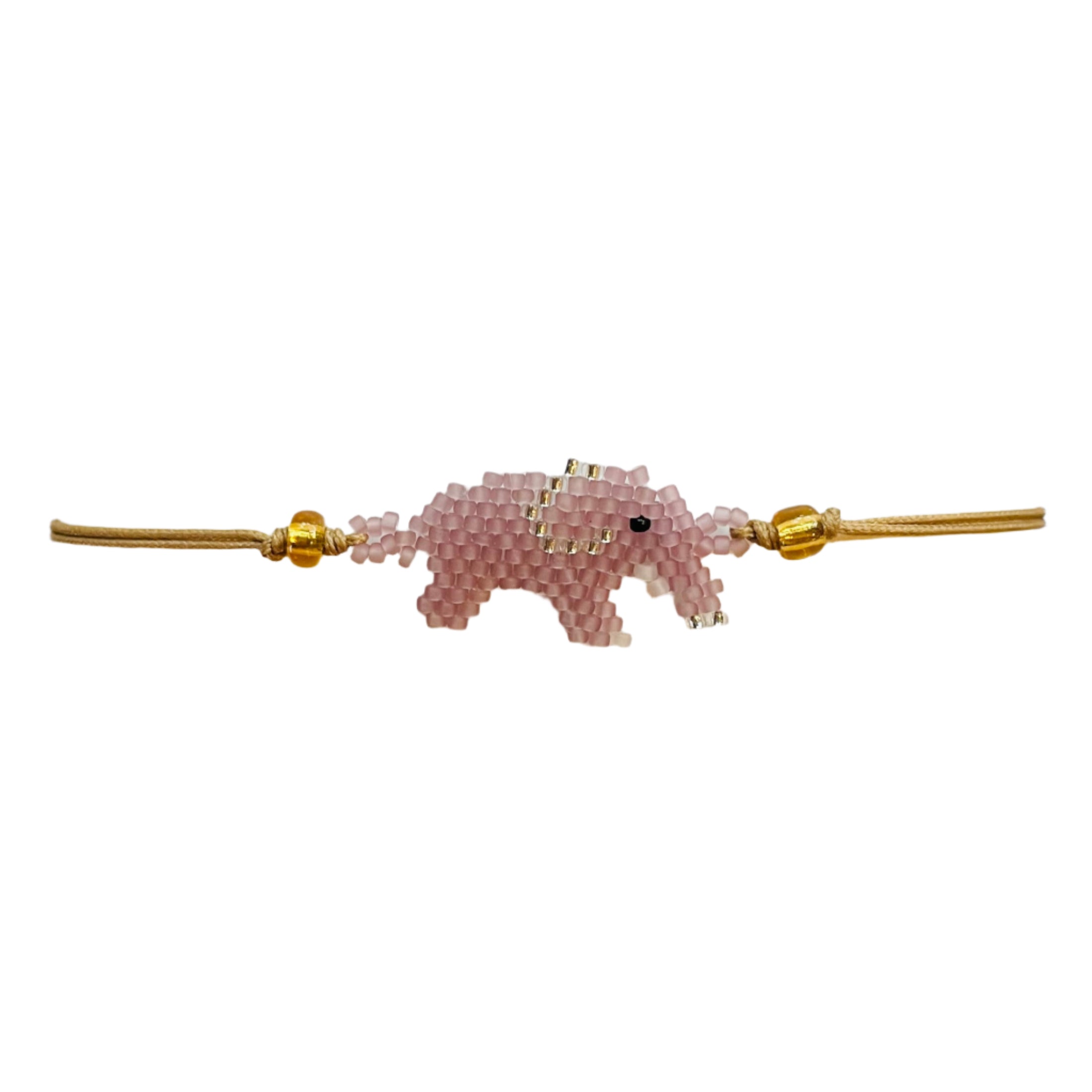 Muted Pink with Silver Elephant Bracelet