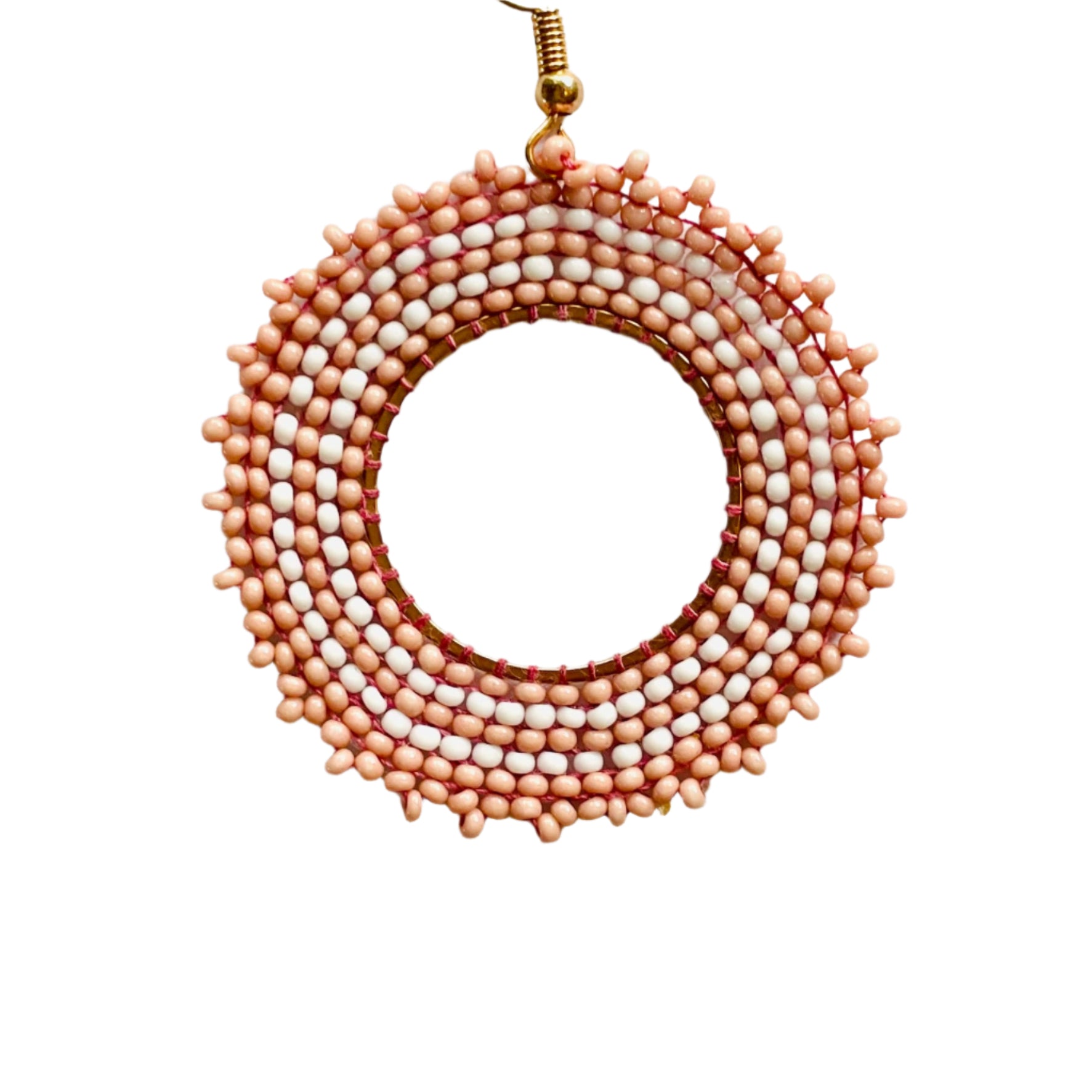 Pink and White Circles Hoop Earring (LANE11795)