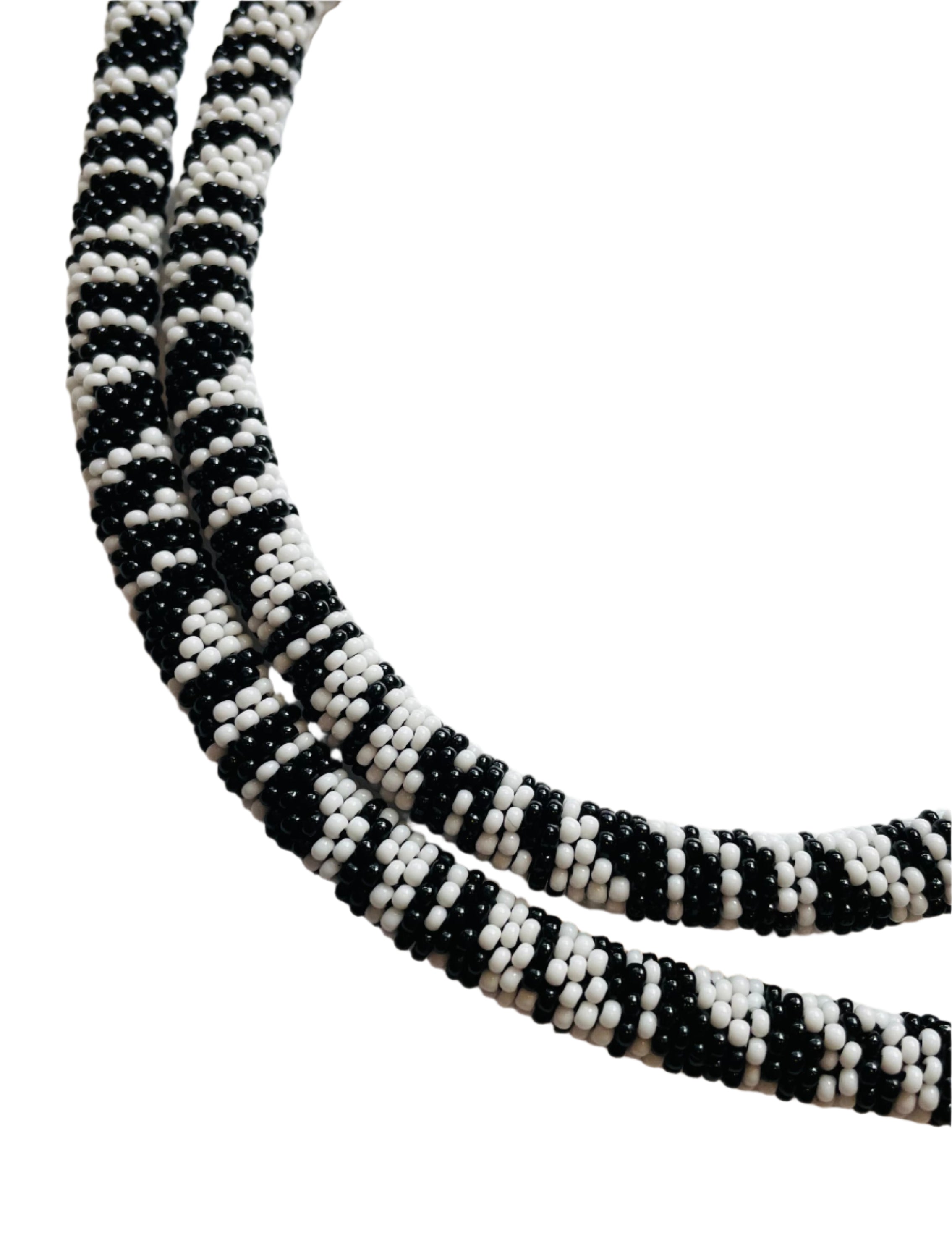 Crocheted Zebra Stripes Necklace