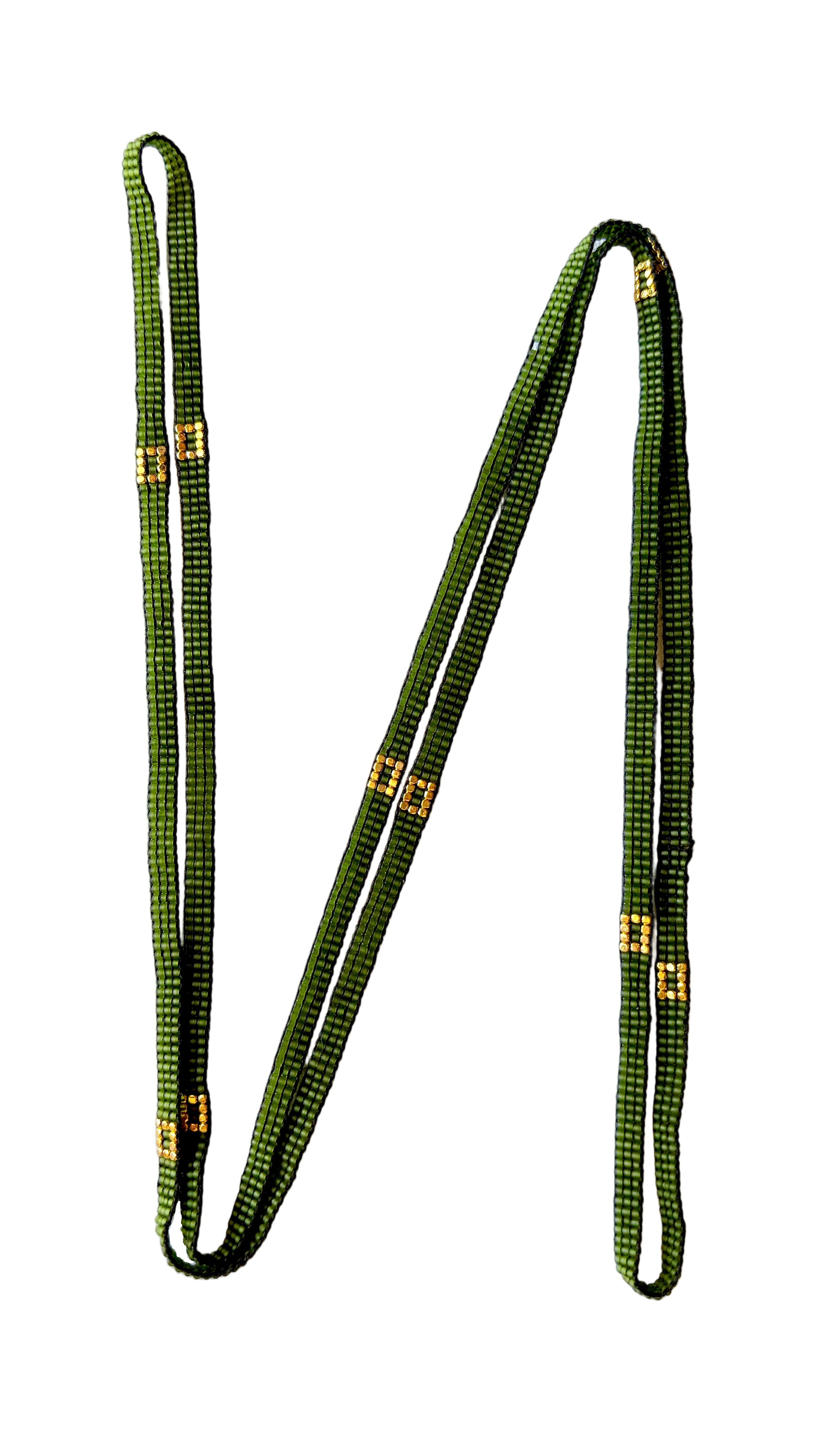 Dark Green with Gold-Plated Block Necklace (LAN12101)