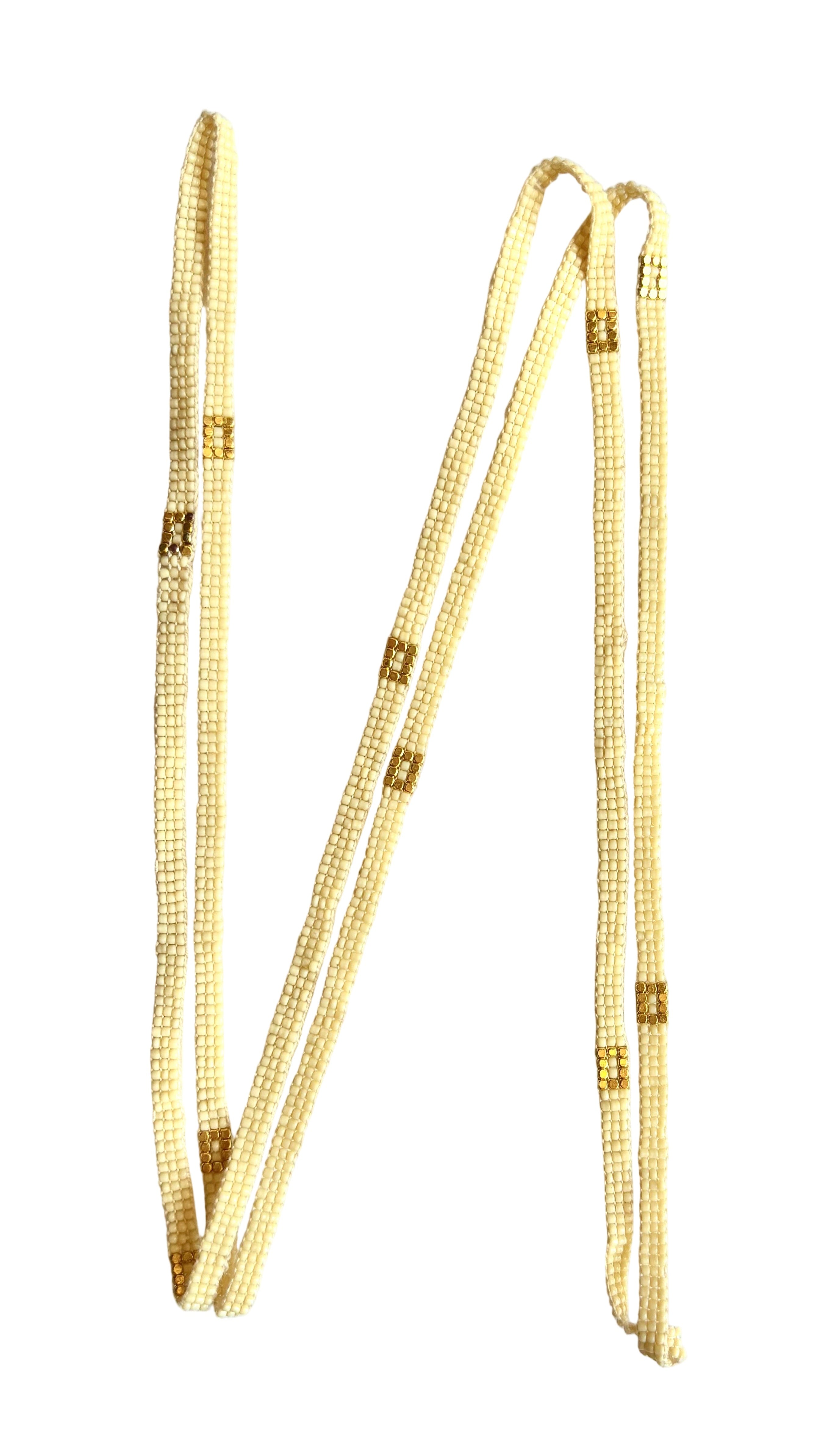 Cream with Gold-Plated Block Necklace (LAN12102)
