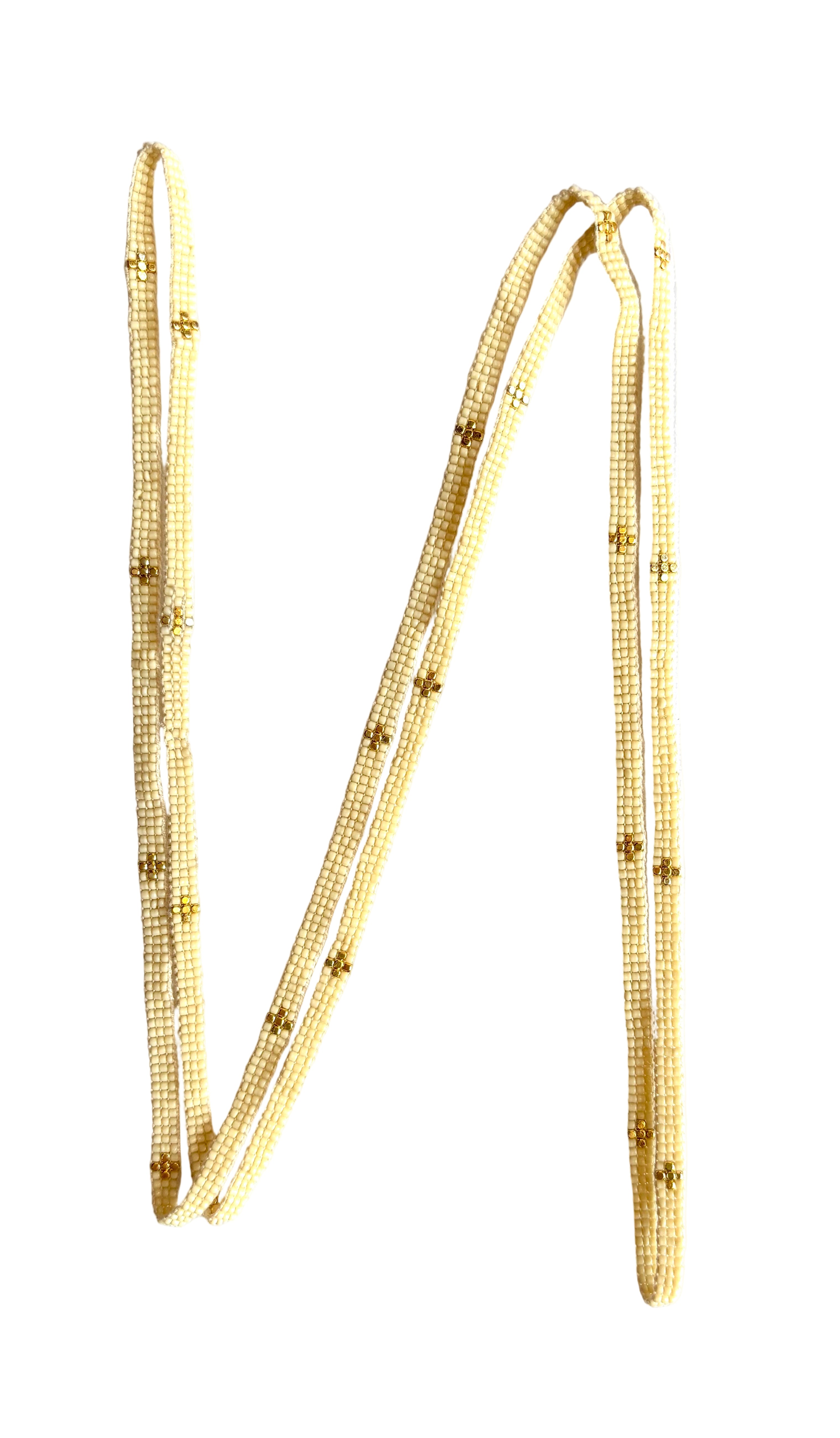 Cream with Gold-Plated Crosses Necklace (LAN12113)