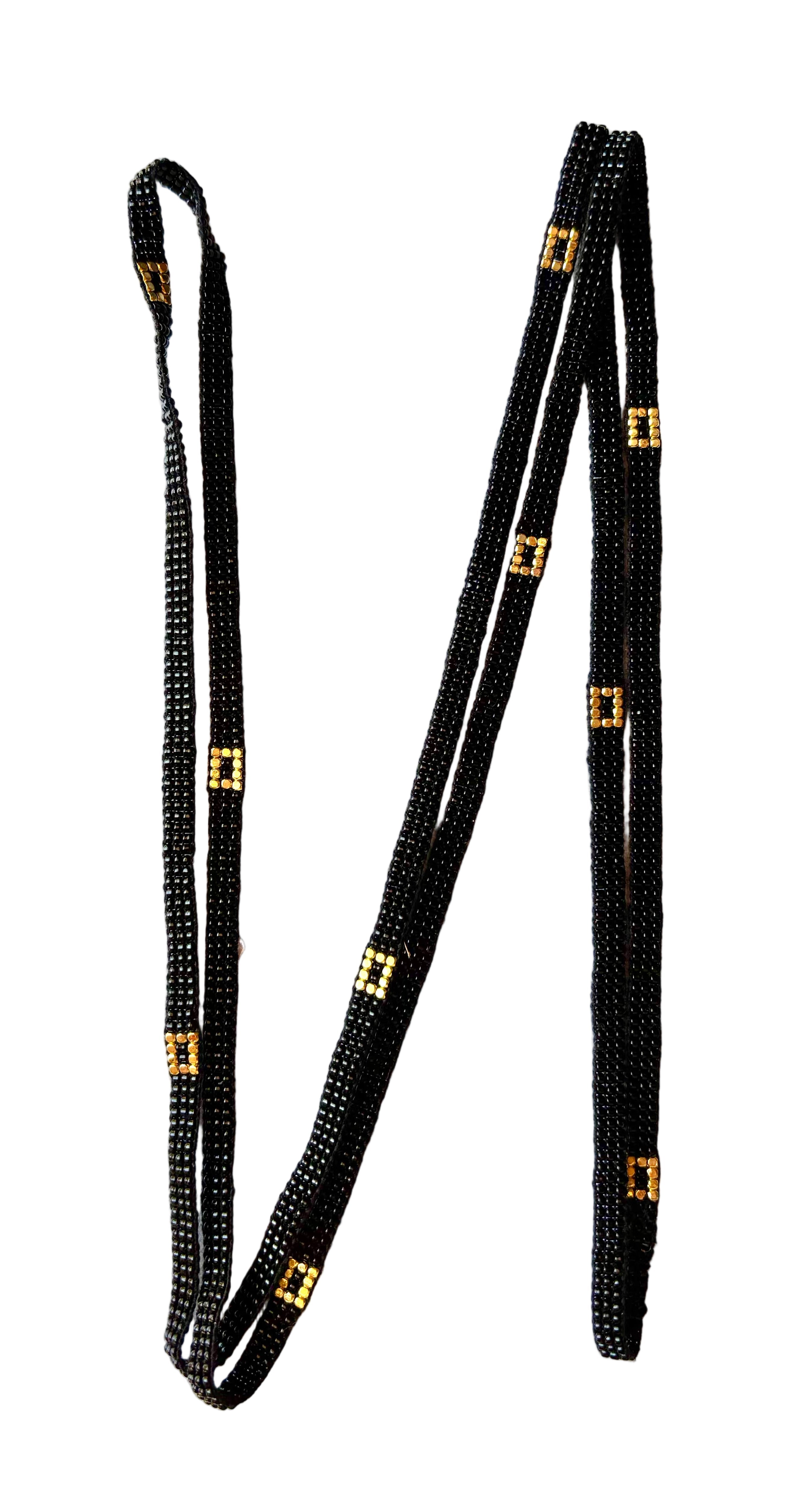 Black with Gold-Plated Block Necklace (LAN12115)