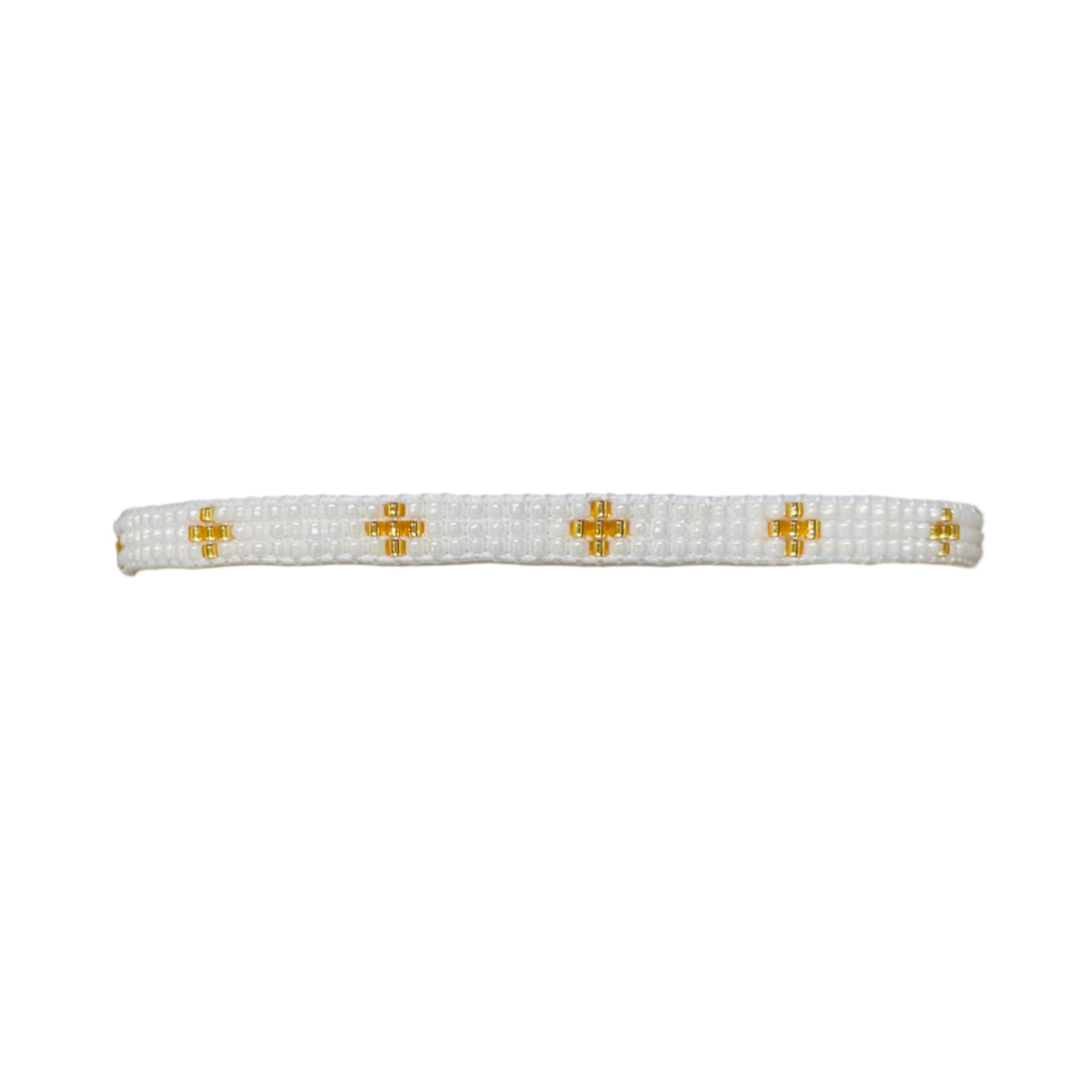 White with Gold Crosses Bracelet (LANB12200)