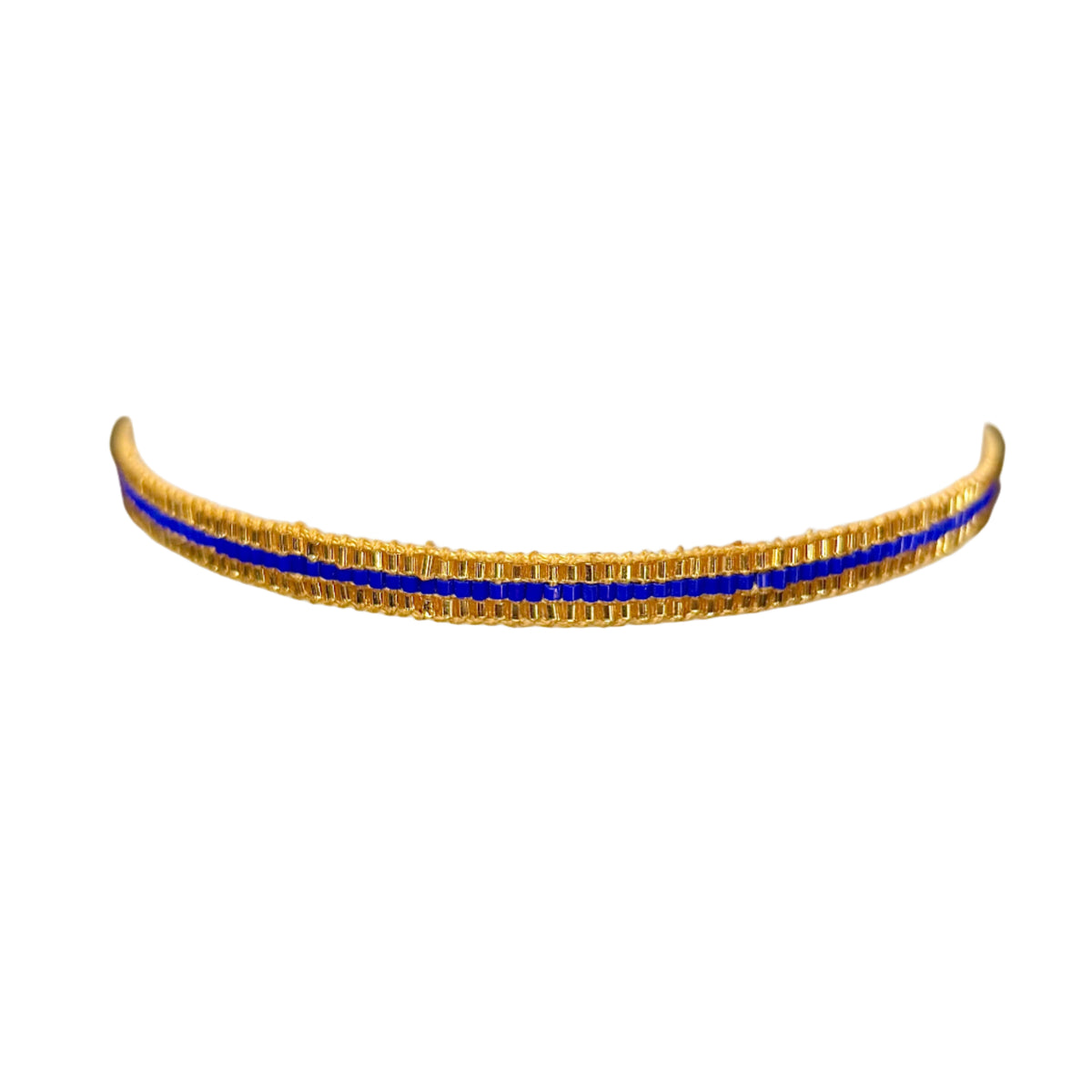 Miyuki Sparkle Gold with Navy Centre Stripe Bracelet (LANB12307)