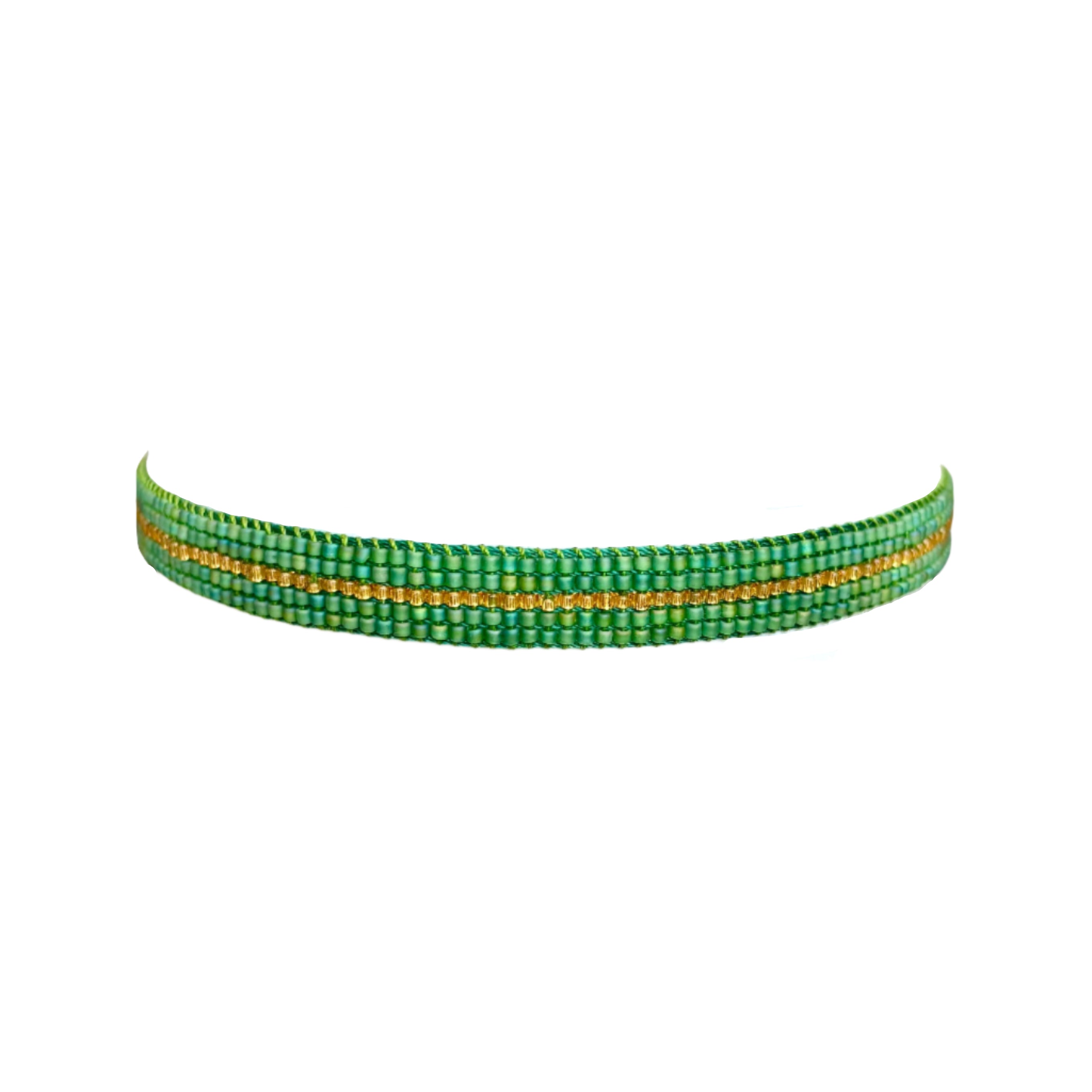 Green with Gold Horizontal Stripe Bracelet