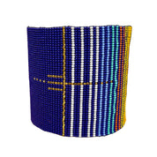 Multicolour Summer Stripe Cuff with Gold Plated Beads Bracelet (LANB12472)