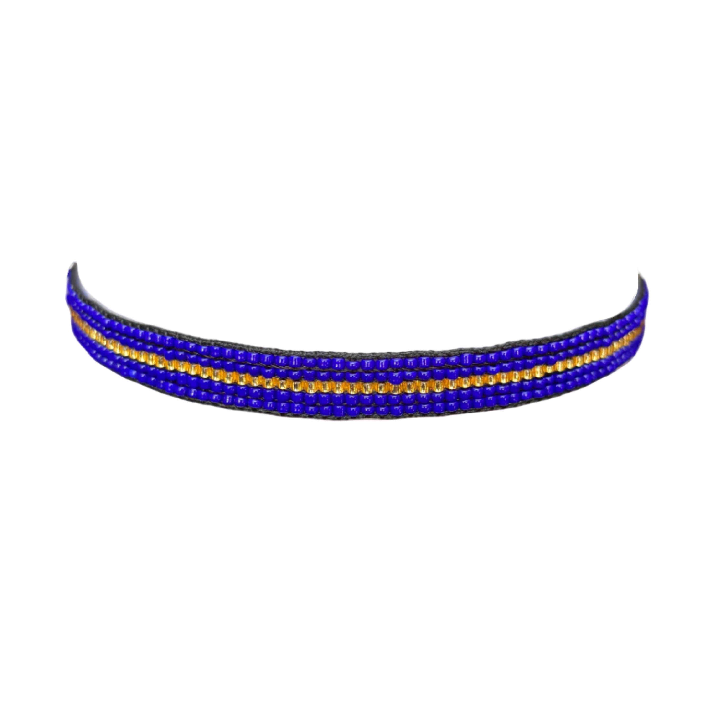 Navy with Gold Horizontal Stripe Bracelet (LANB12489)