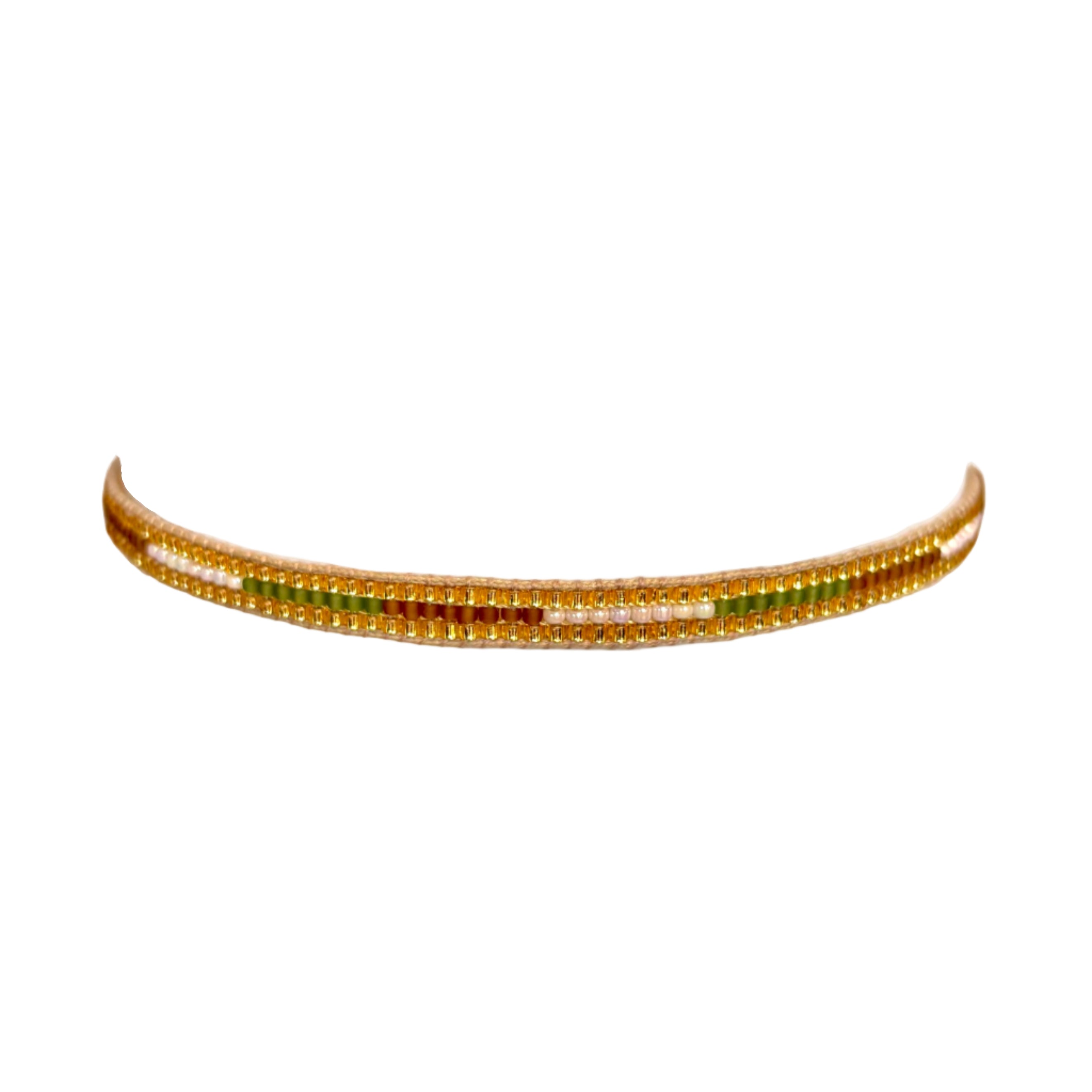 Green, Brown, and Cream Railroad with Gold Bracelet (LANB12527)