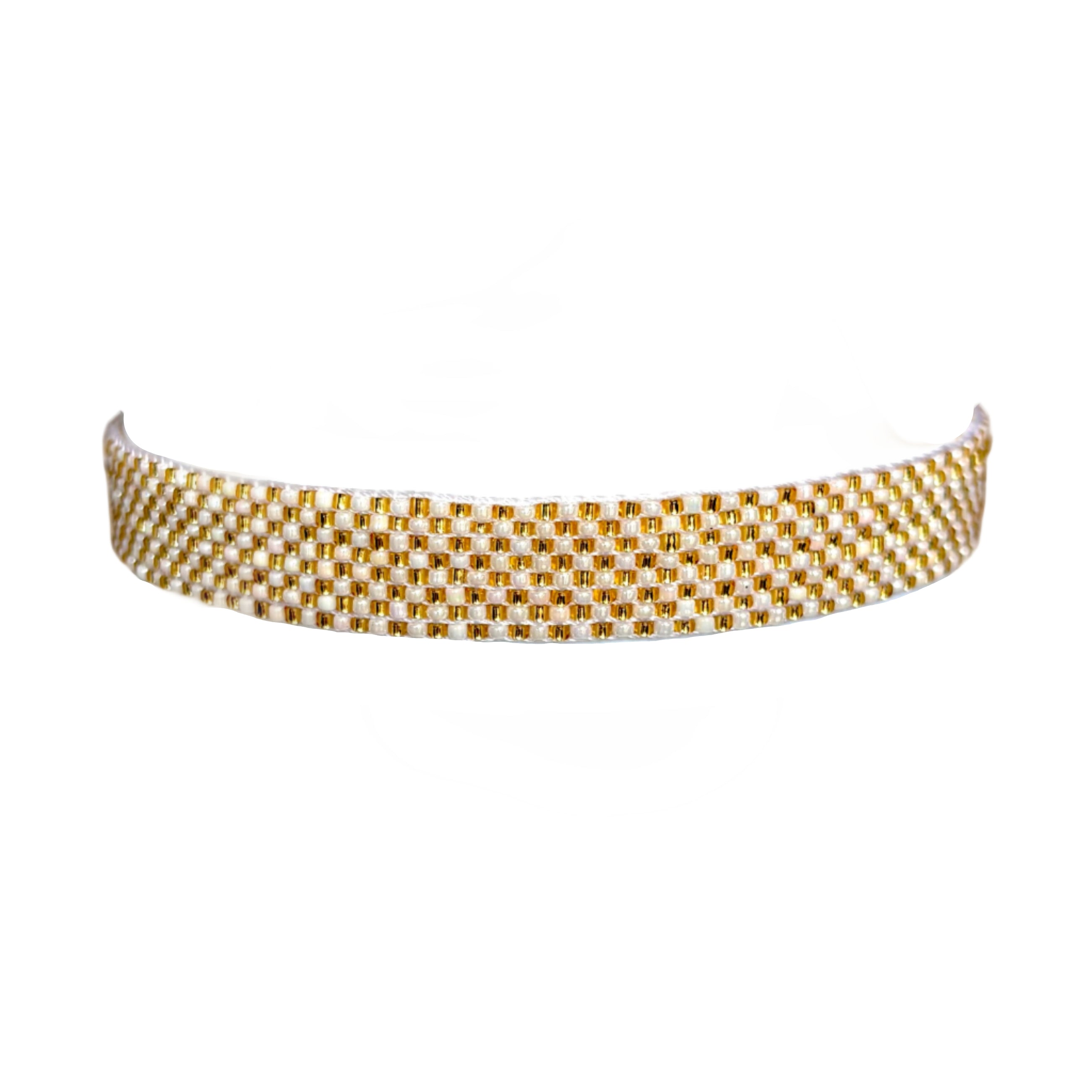 Cream and Gold Dots Bracelet (LANB12541)