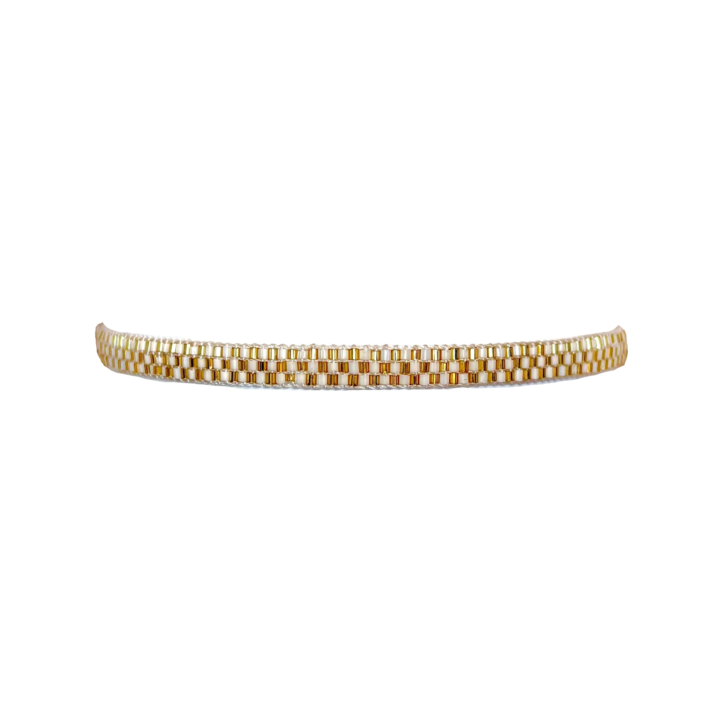 Miyuki Sparkle White with Gold Dots Bracelet (LANB12580)