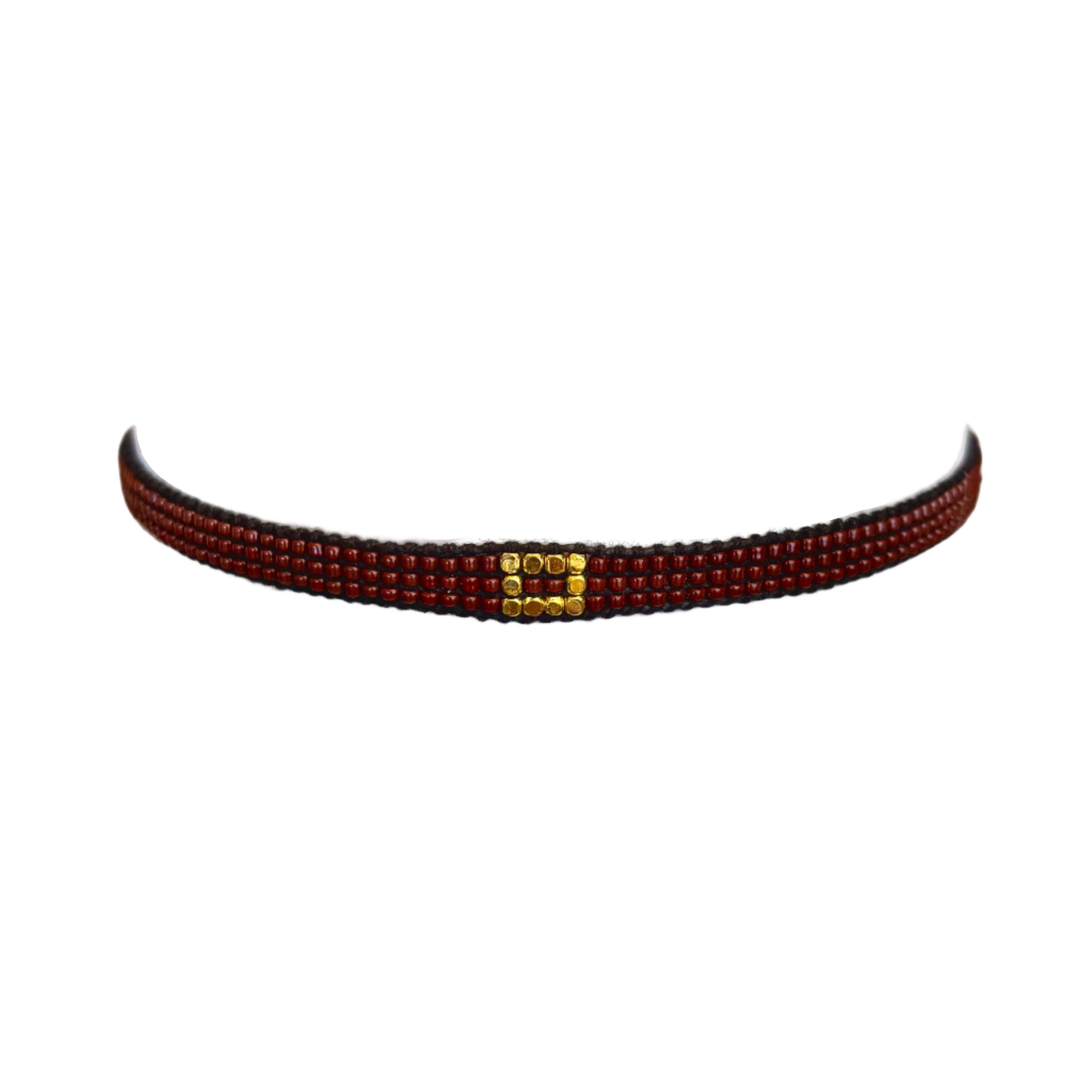 Chocolate Brown with Gold-Plated Block Bracelet (LANB12584)