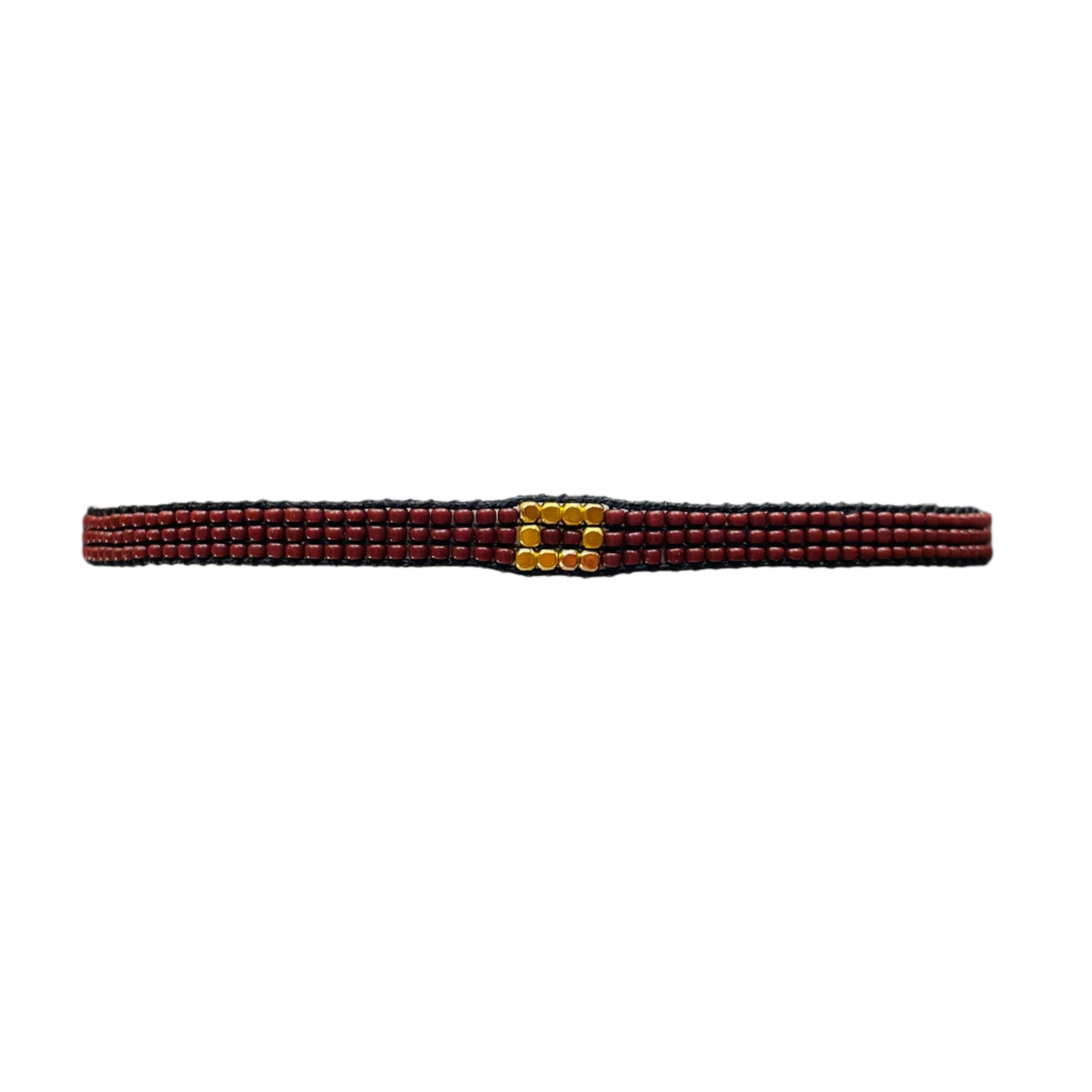 Chocolate Brown with Gold-Plated Block Bracelet (LANB12584)