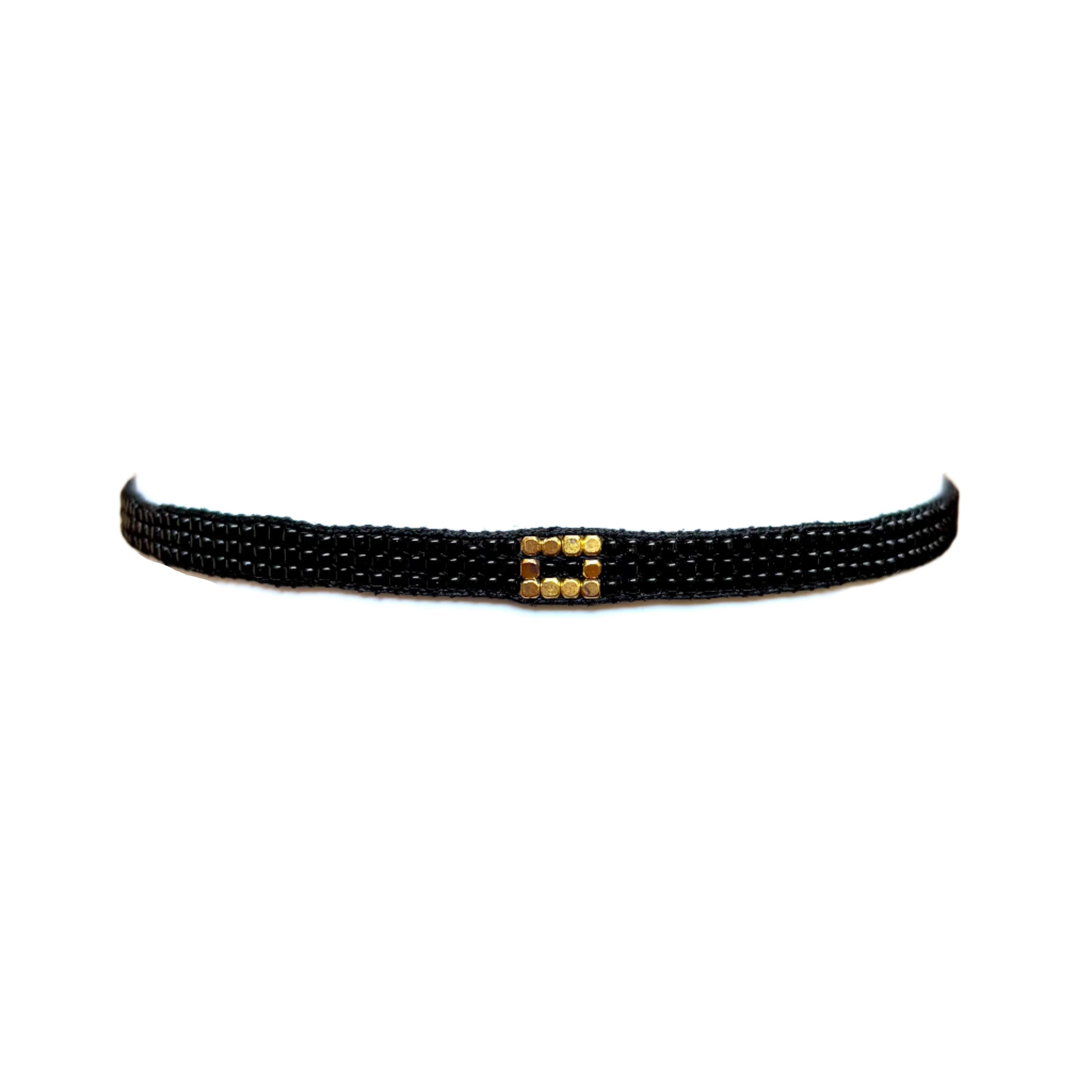 Black with Gold-Plated Block Bracelet (LANB12631)