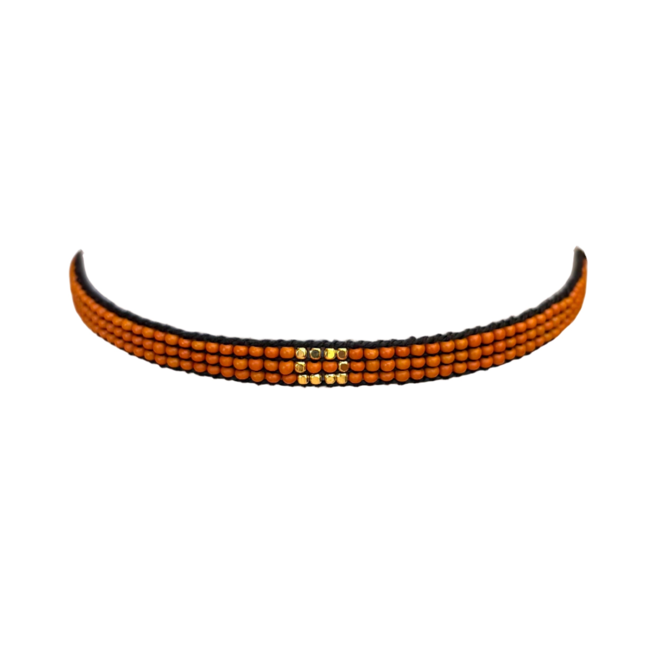 Burnt Orange with Gold-Plated Block Bracelet (LANB12650)