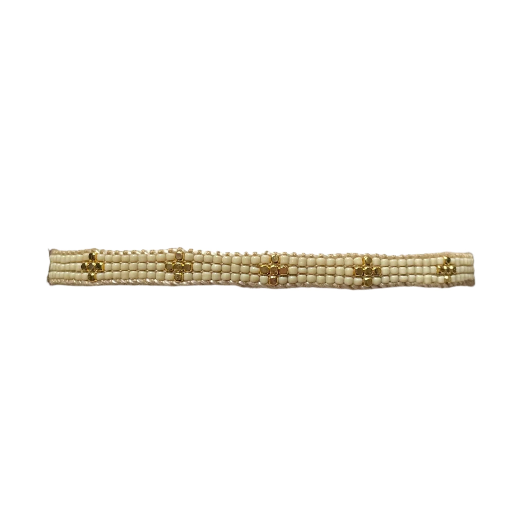 Cream with Gold-Plated Crosses Bracelet (LANB12666)