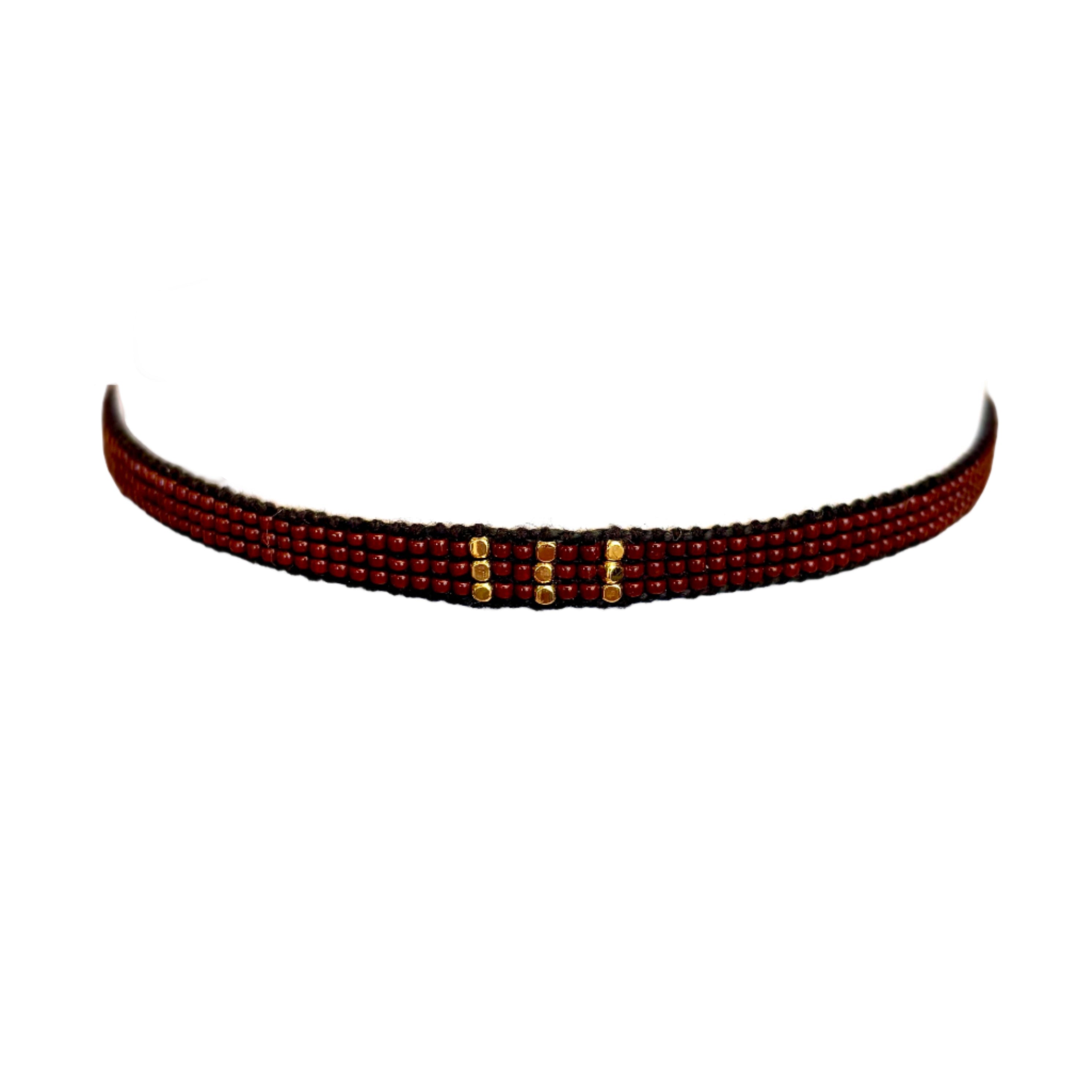Chocolate Brown with Gold-Plated Three Stripes Bracelet (LANB12668)